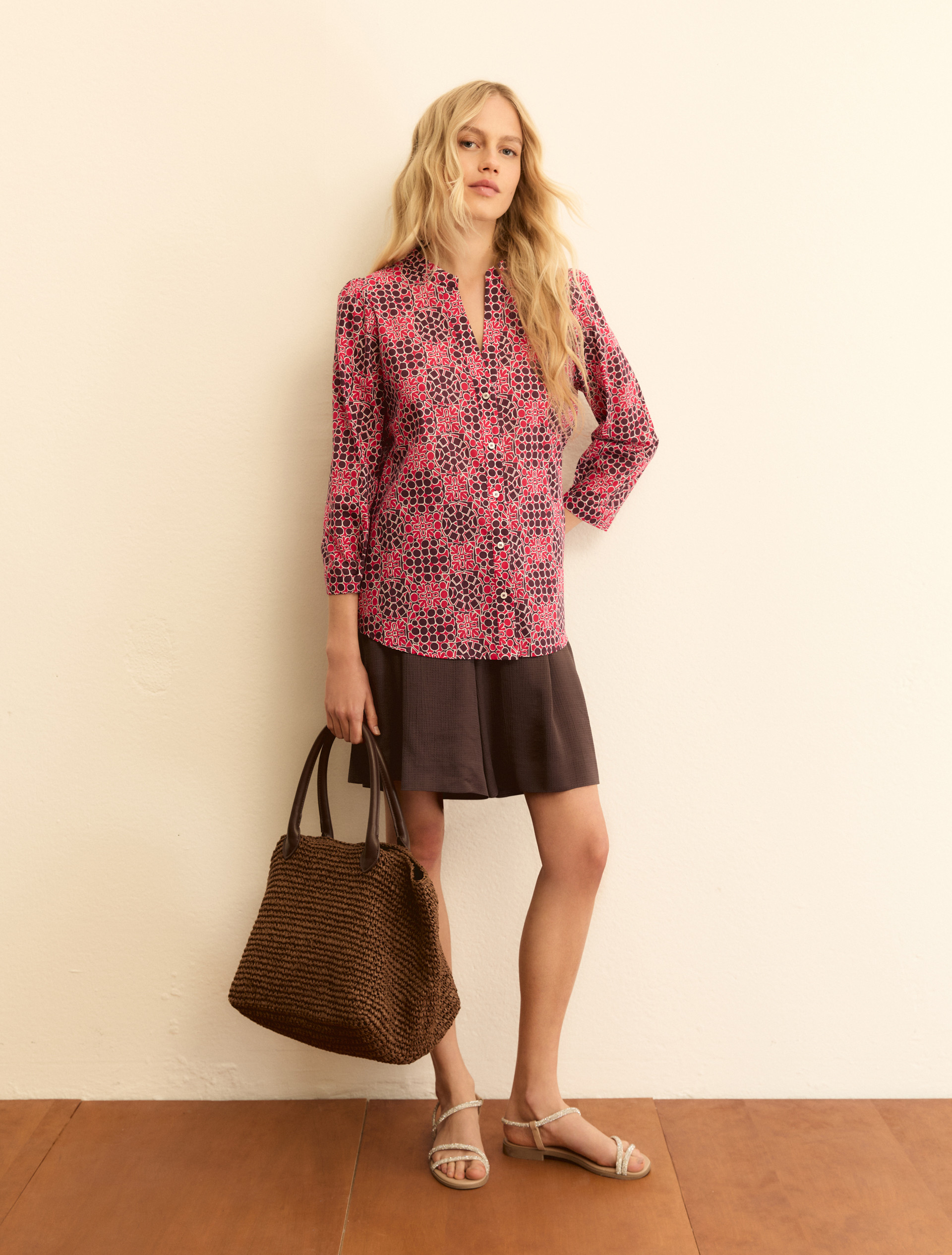 Printed muslin blouse - PERIWINKLE BLUE - Emme - 4