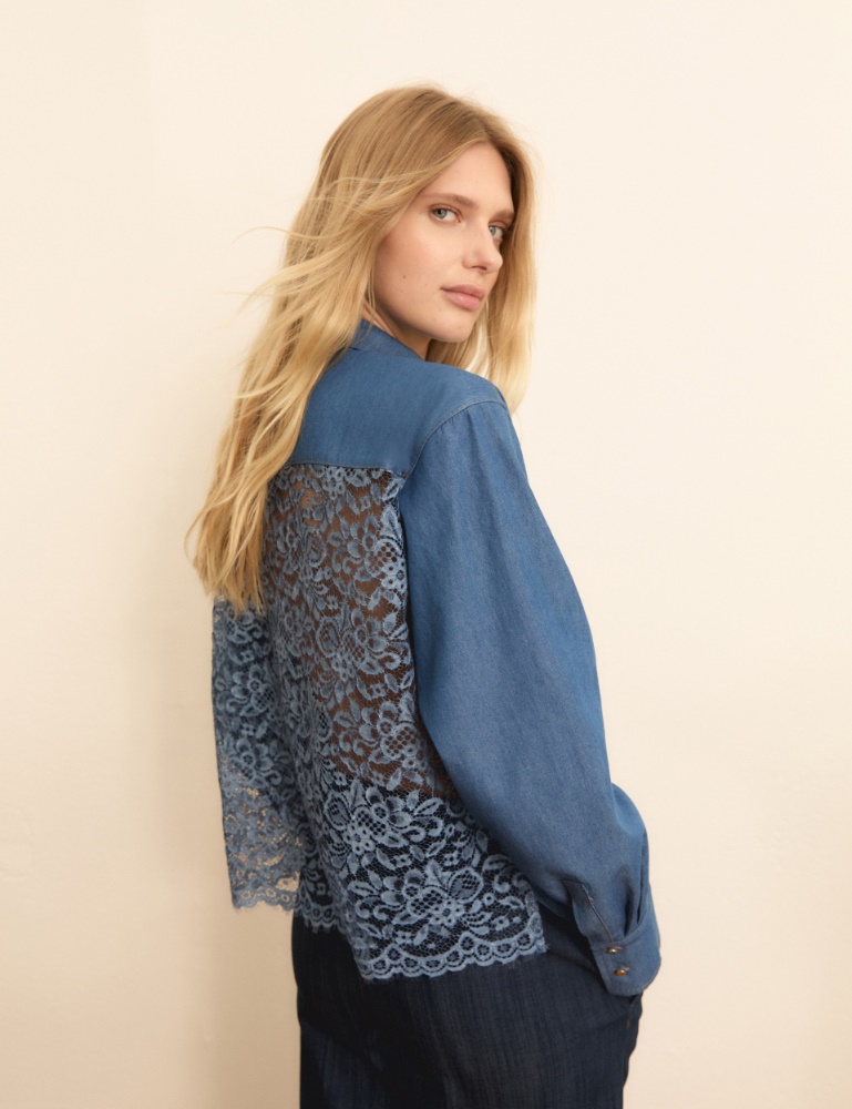 Lace-back boxy shirt - Emme - 3