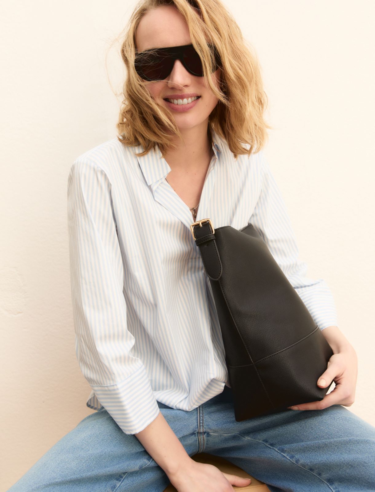 Poplin polo blouse - LIGHT BLUE - Emme