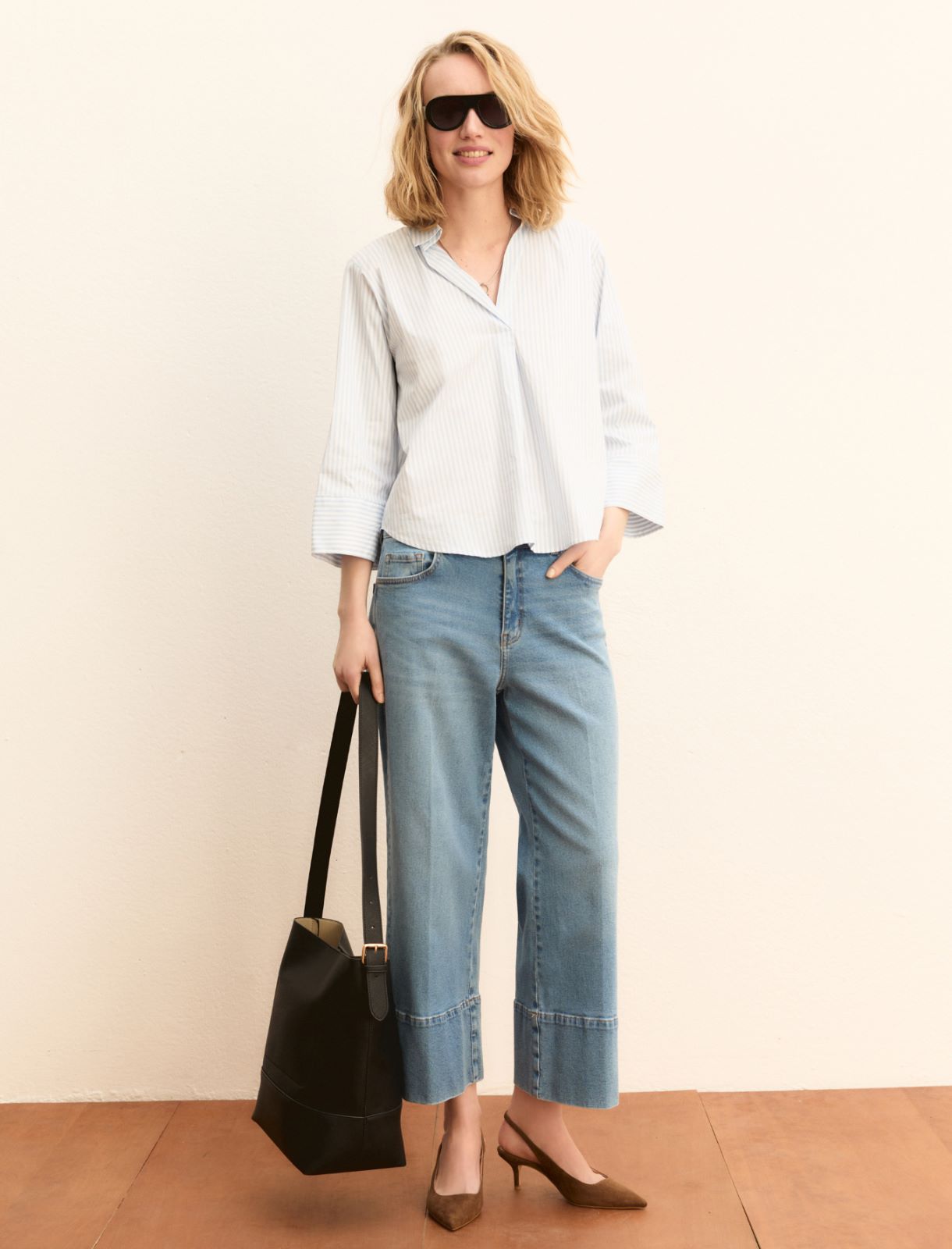 Poplin polo blouse - LIGHT BLUE - Emme - 2