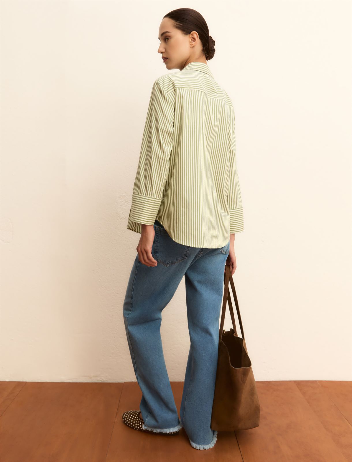 Poplin polo blouse - GREEN - Emme - 3