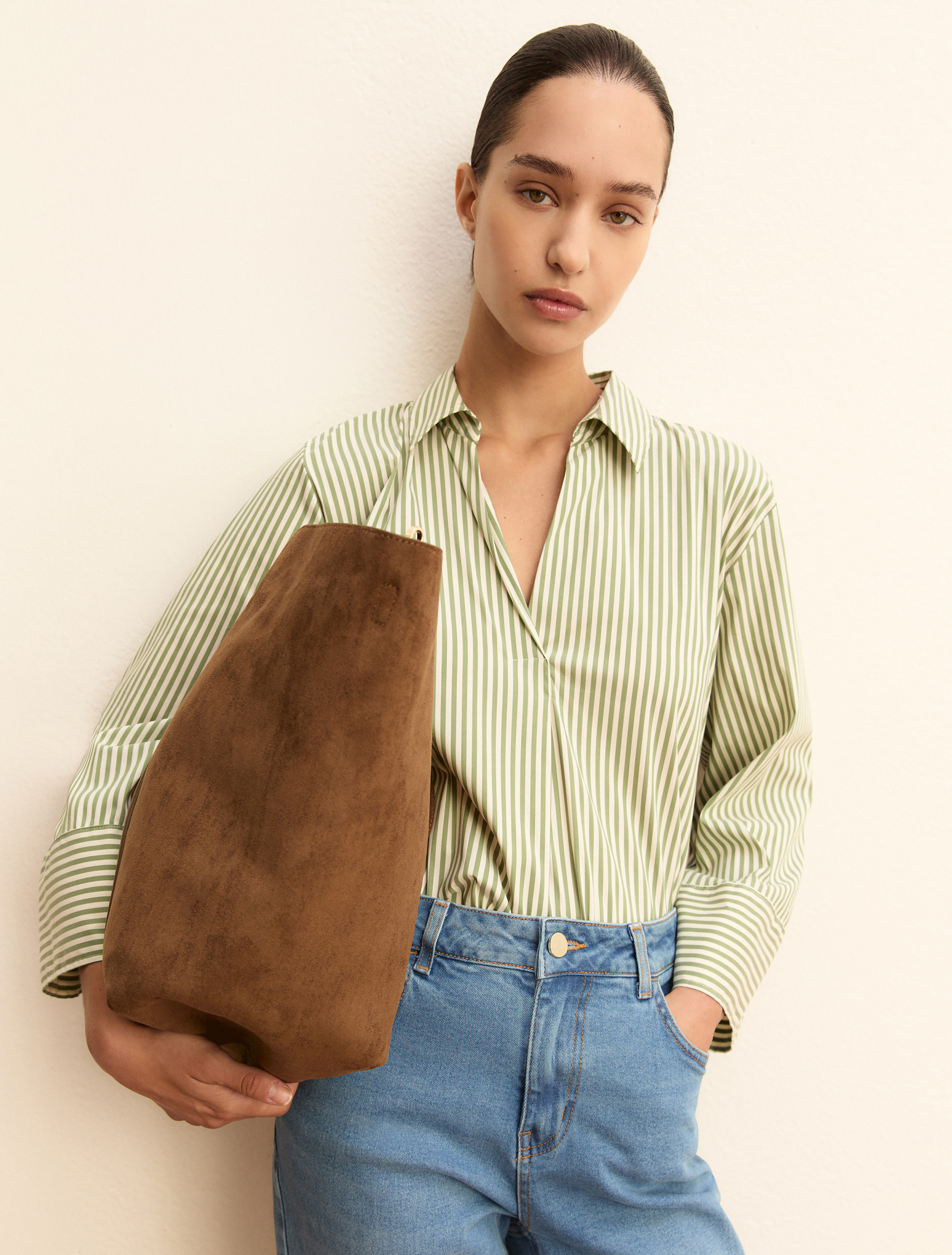 Poplin polo blouse - GREEN - Emme - 1