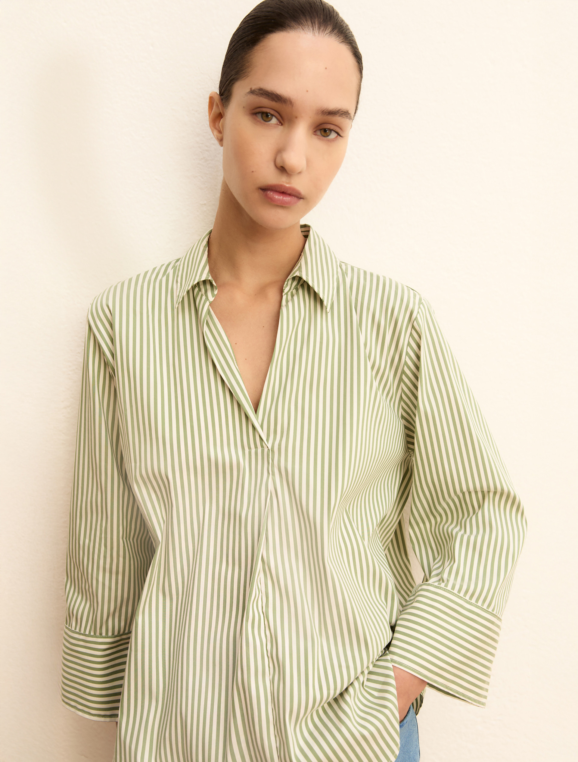 Poplin polo blouse - GREEN - Emme - 6