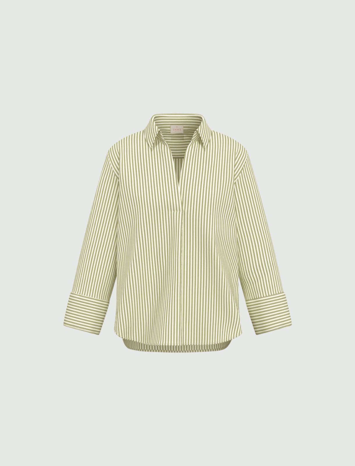 Poplin polo blouse - GREEN - Emme - 4