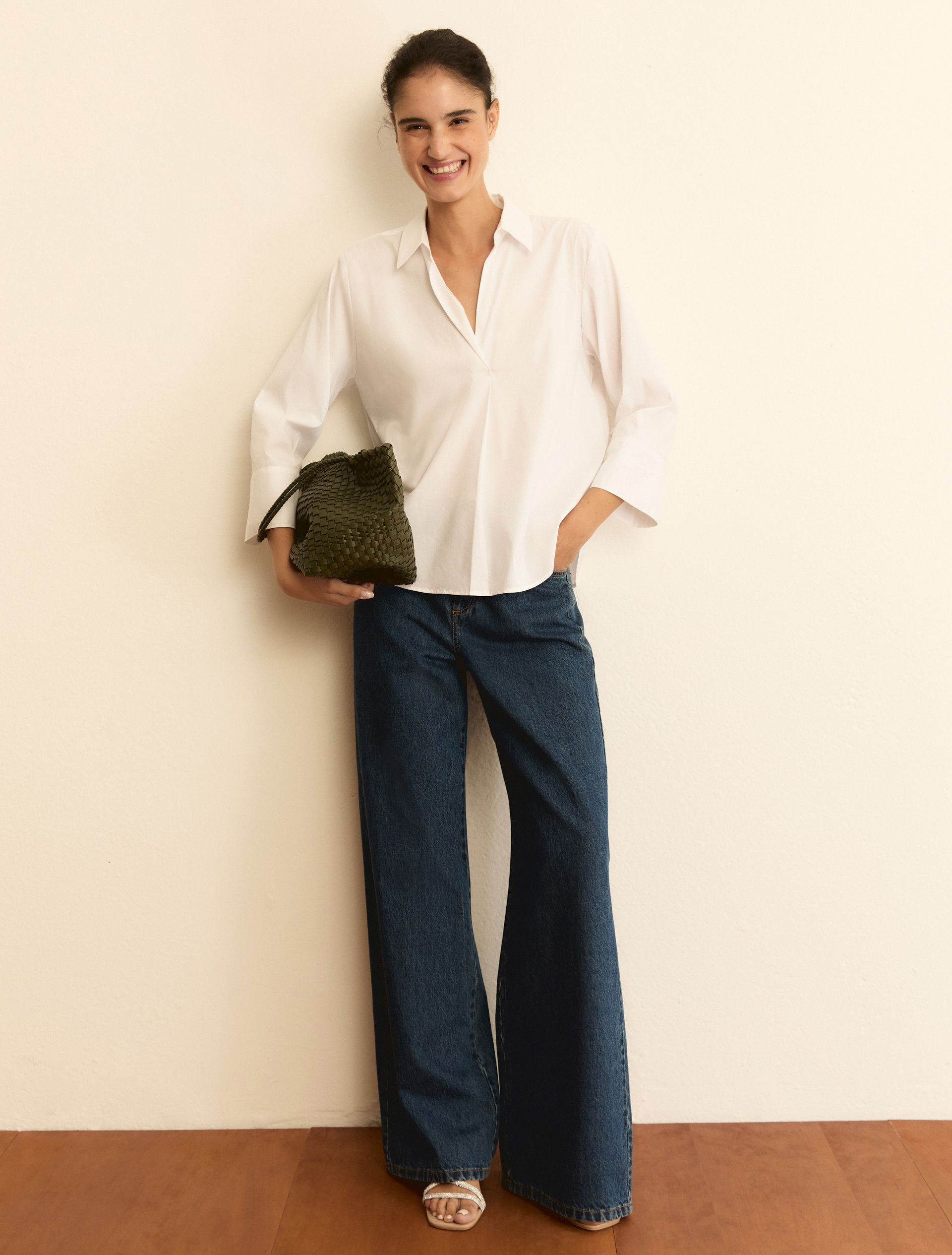 Blusa a polo in popeline - BIANCO - Emme - 2