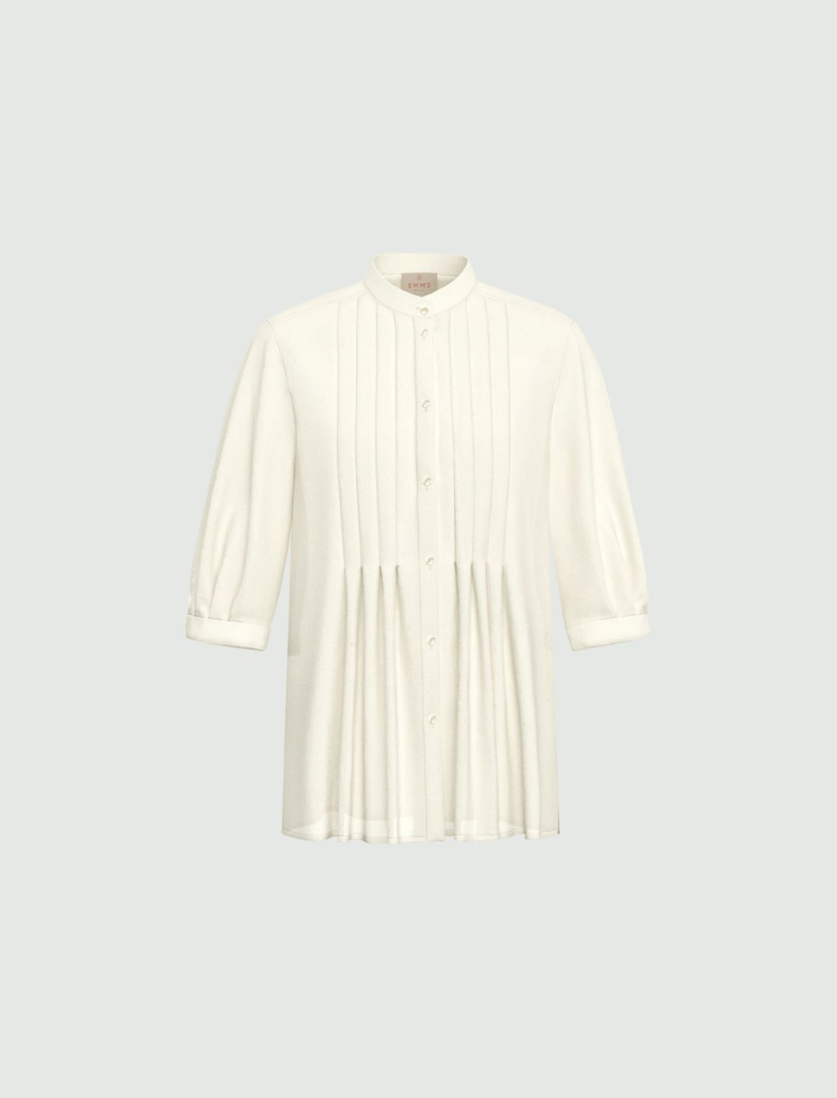 Pleated muslin blouse - WHITE - Emme - 4