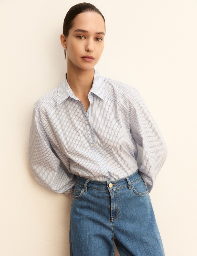 Loose-fit stretch poplin shirt - Emme