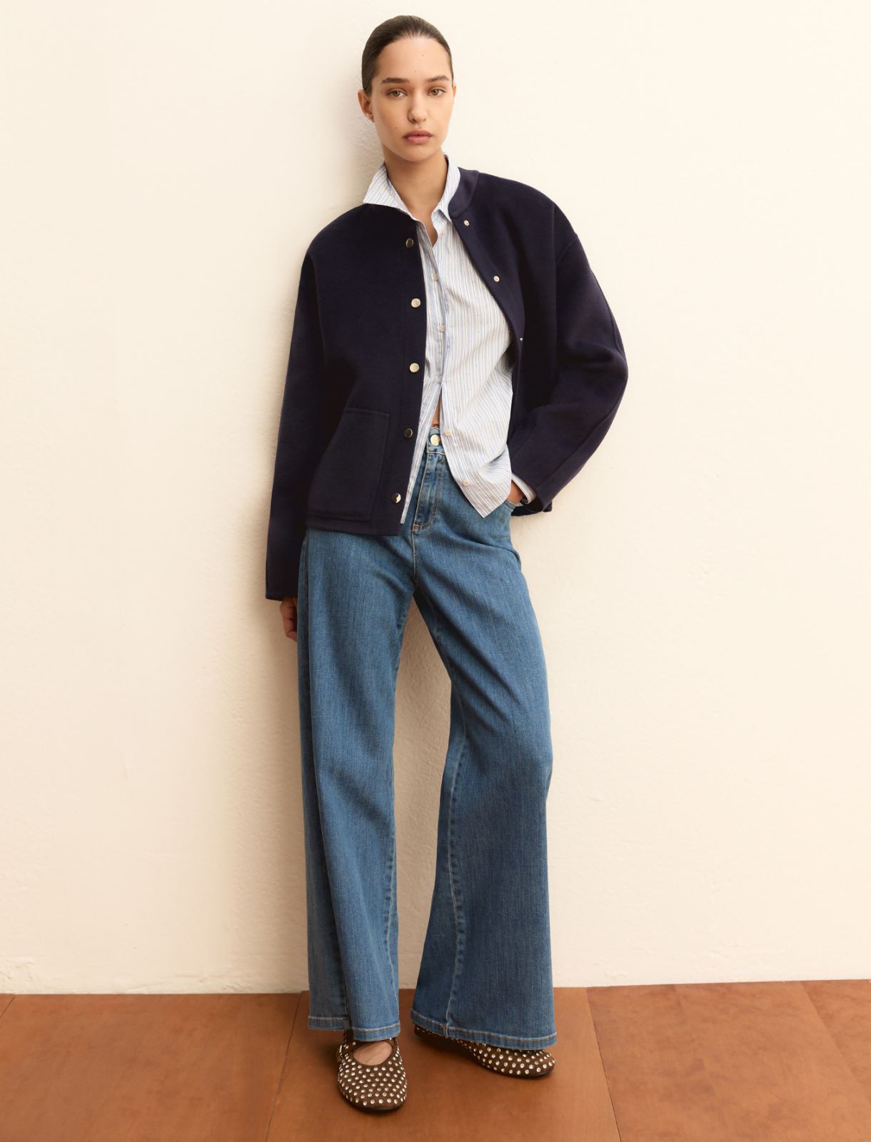 Loose-fit stretch poplin shirt - LIGHT BLUE - Emme