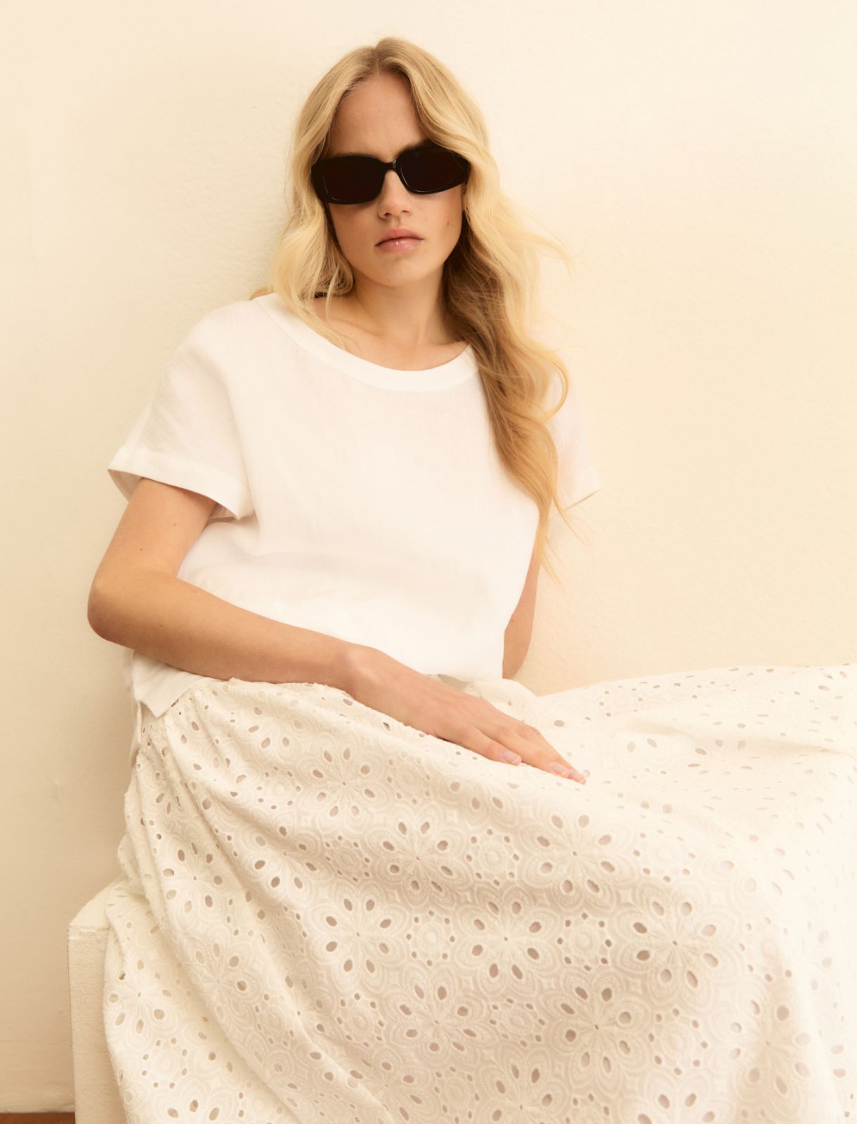 Washed linen blouse - WHITE - Emme