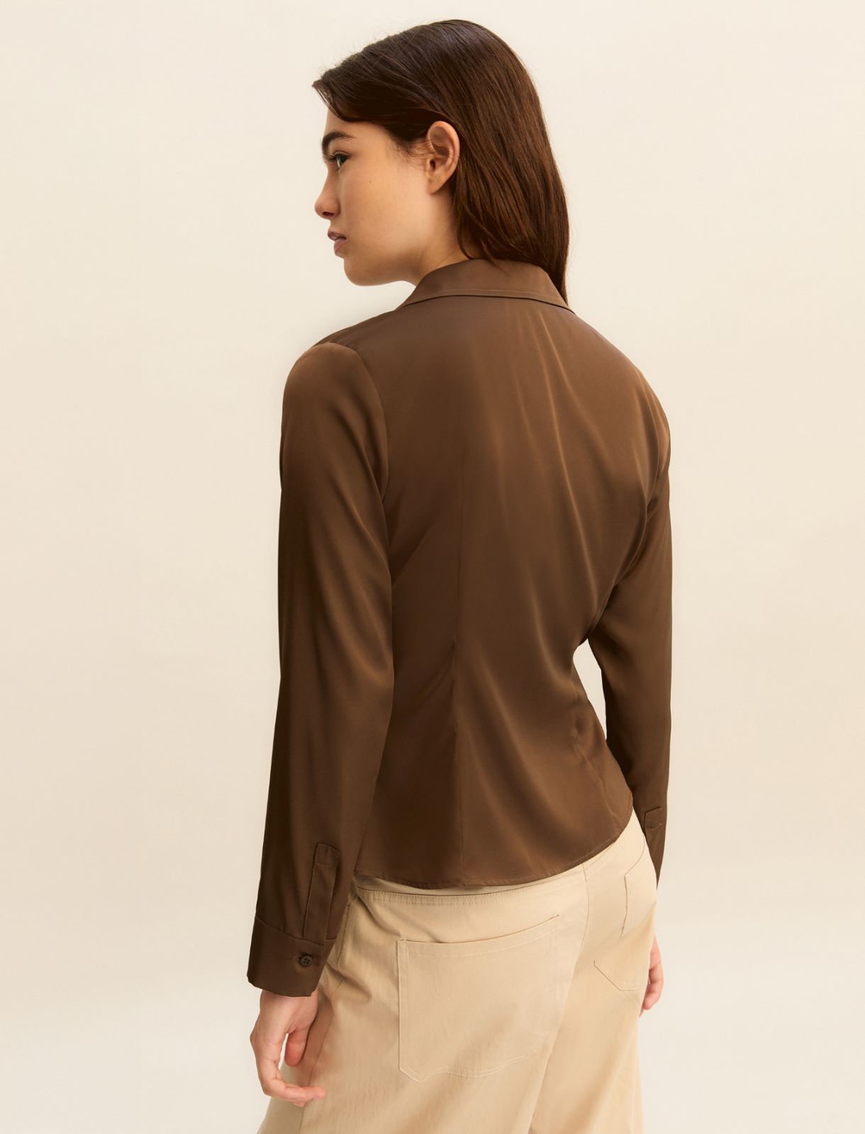 Camicia in raso stretch - KAKI - Emme - 3