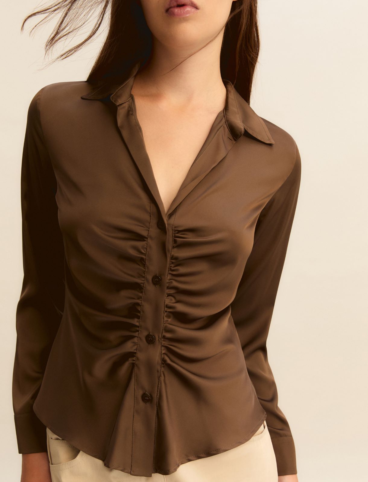 Camicia in raso stretch - KAKI - Emme - 5