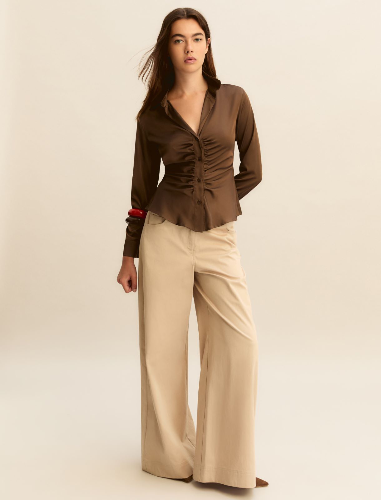 Camicia in raso stretch - KAKI - Emme - 2