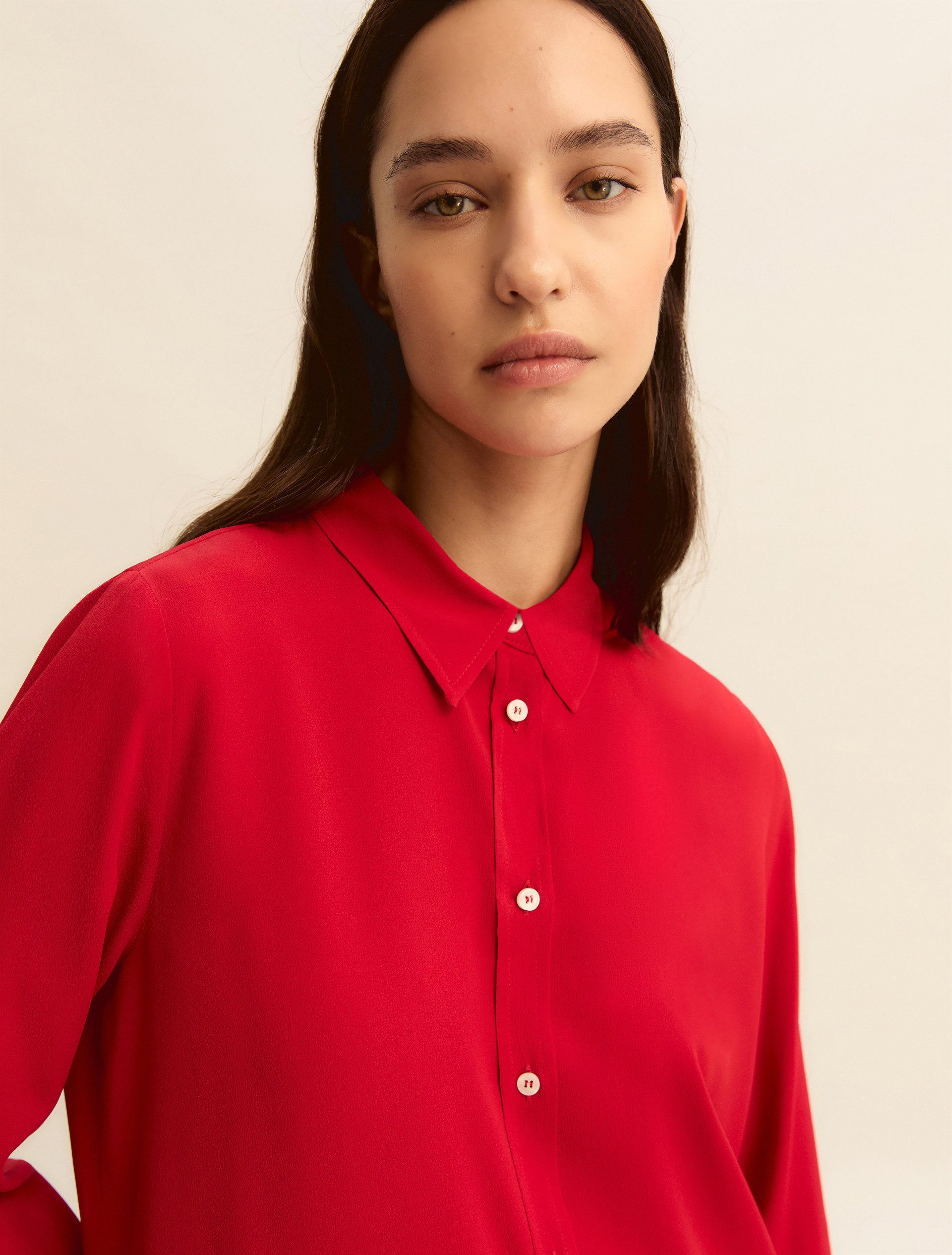 Silk-blend shirt - RED - Emme - 5