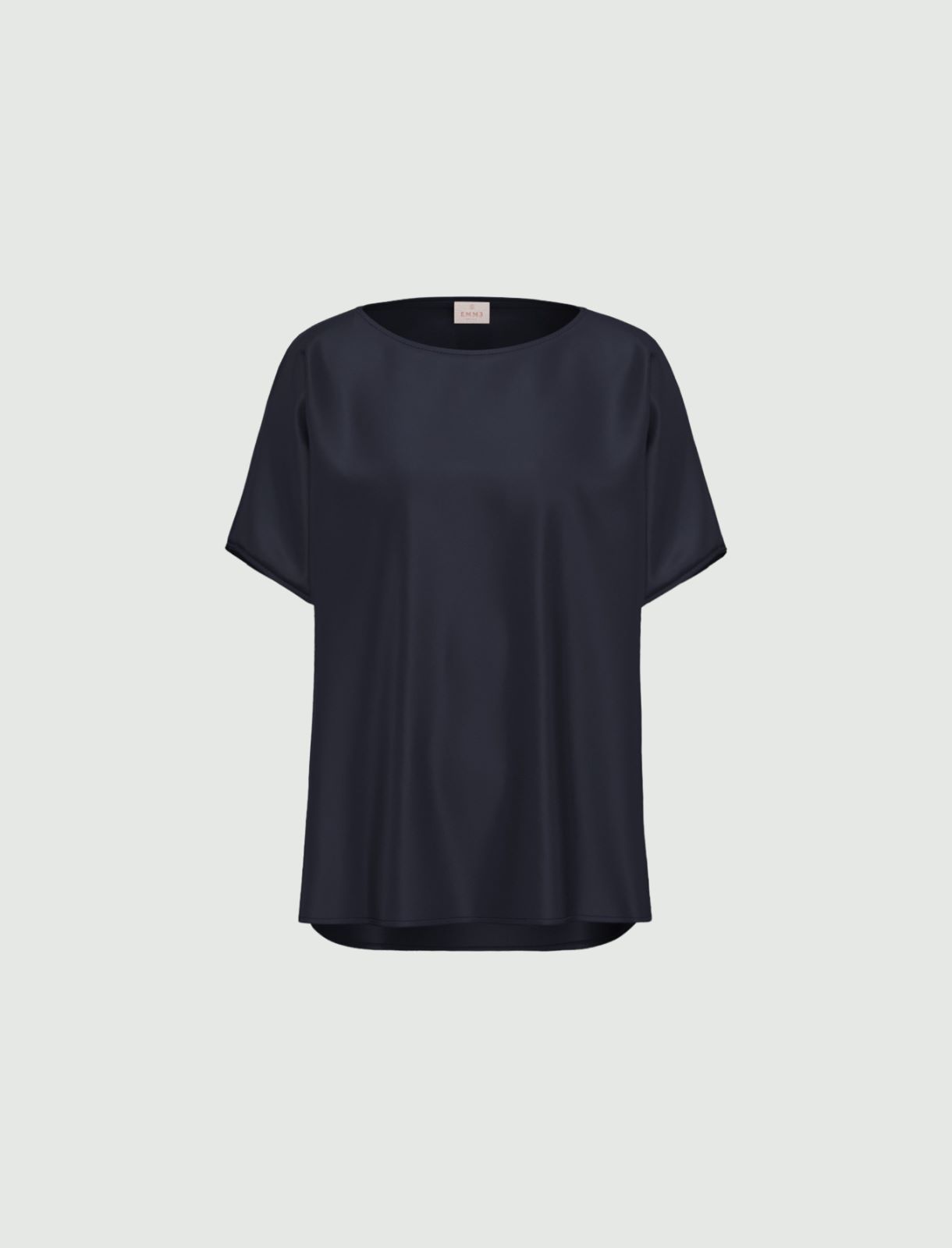 Oversized satin T-shirt - NAVY - Emme - 4