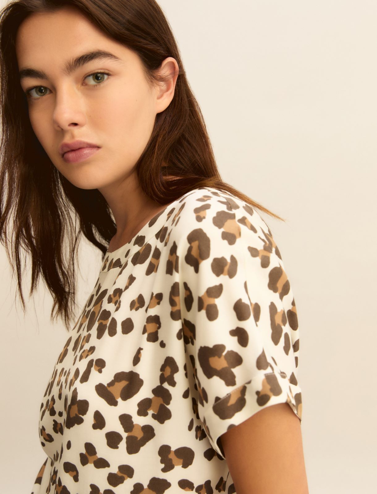 Printed twill T-shirt - WOOL WHITE - Emme - 5