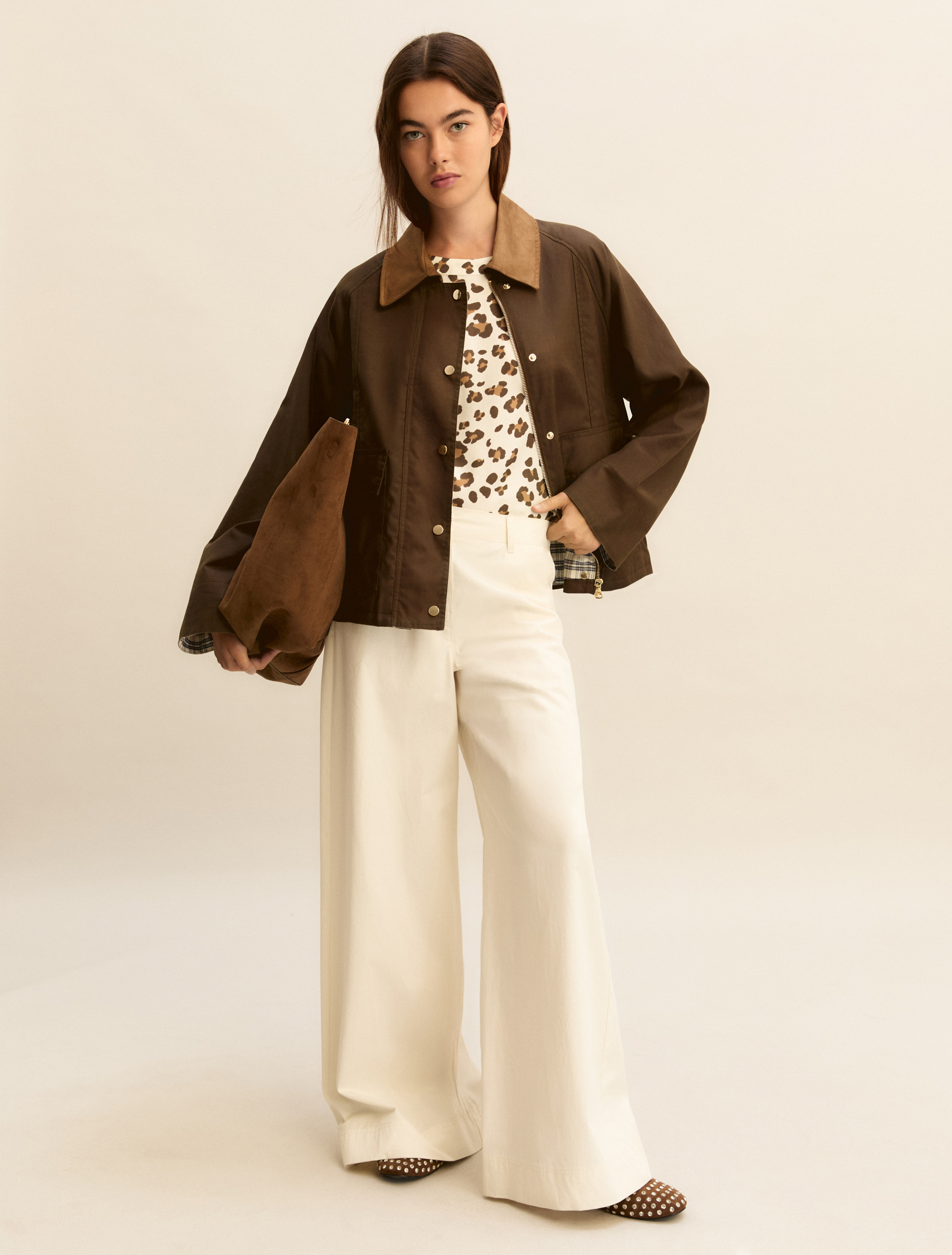 Printed twill T-shirt - WOOL WHITE - Emme - 2