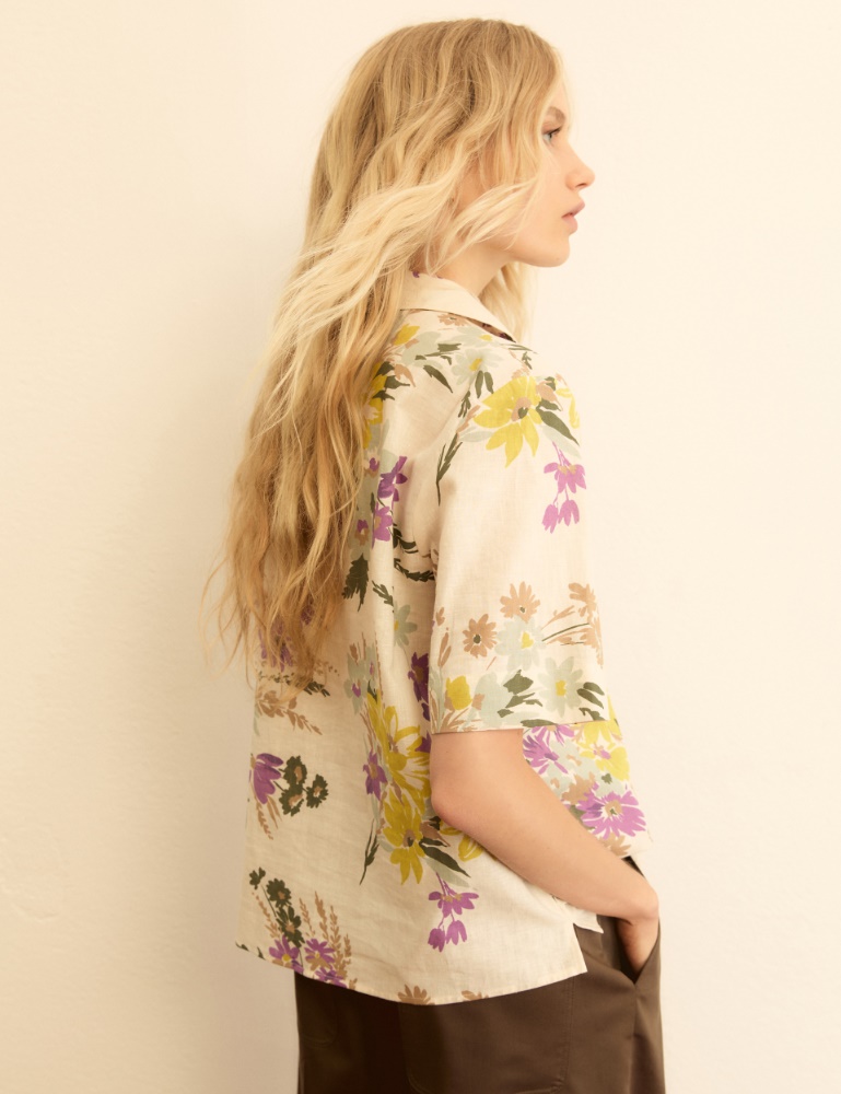 Cotton and linen polo shirt - Emme - 3