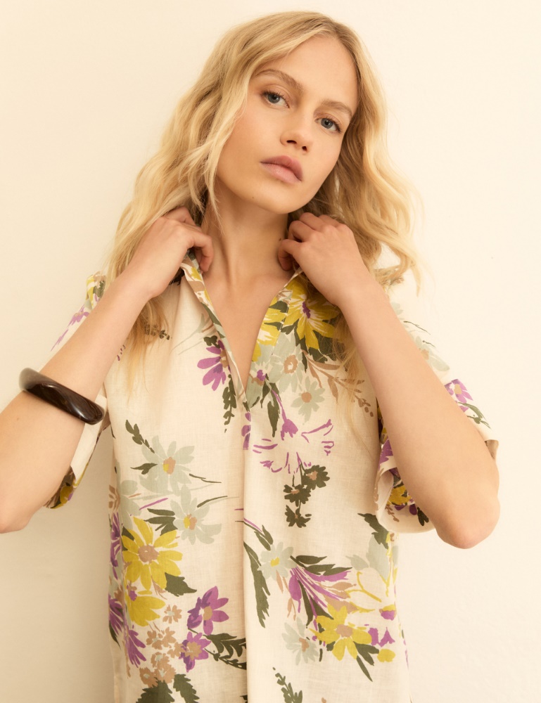 Cotton and linen polo shirt - Emme - 5