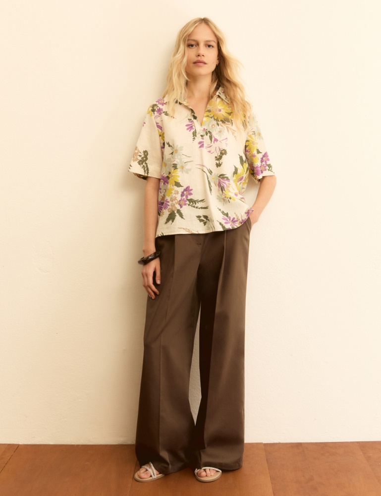 Cotton and linen polo shirt - Emme - 2