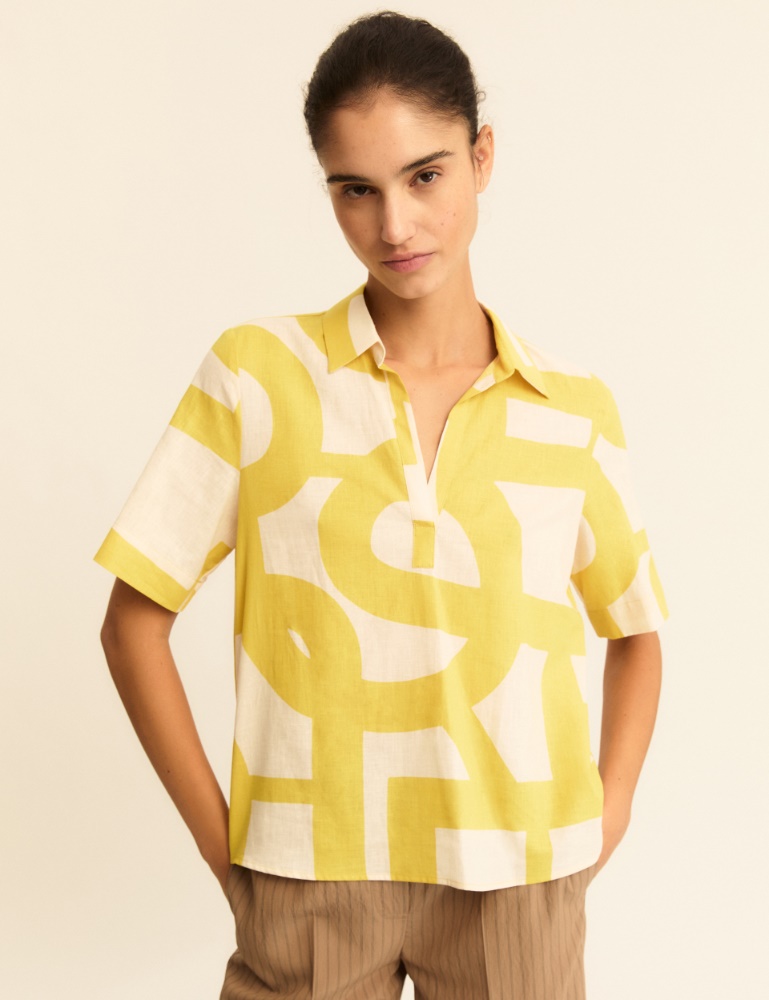 Cotton and linen polo shirt - Emme - 5
