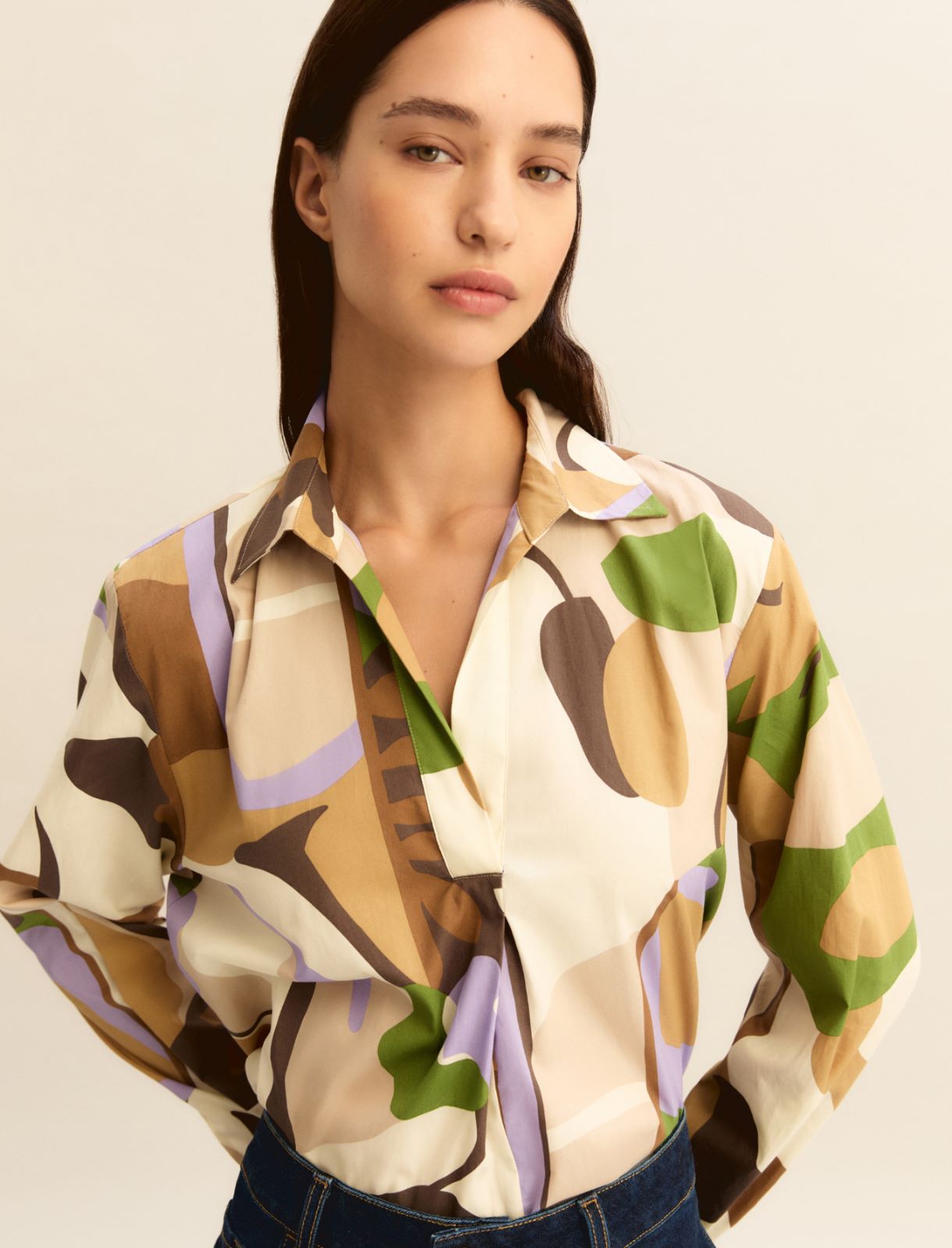 Printed poplin blouse - SAND - Emme - 5