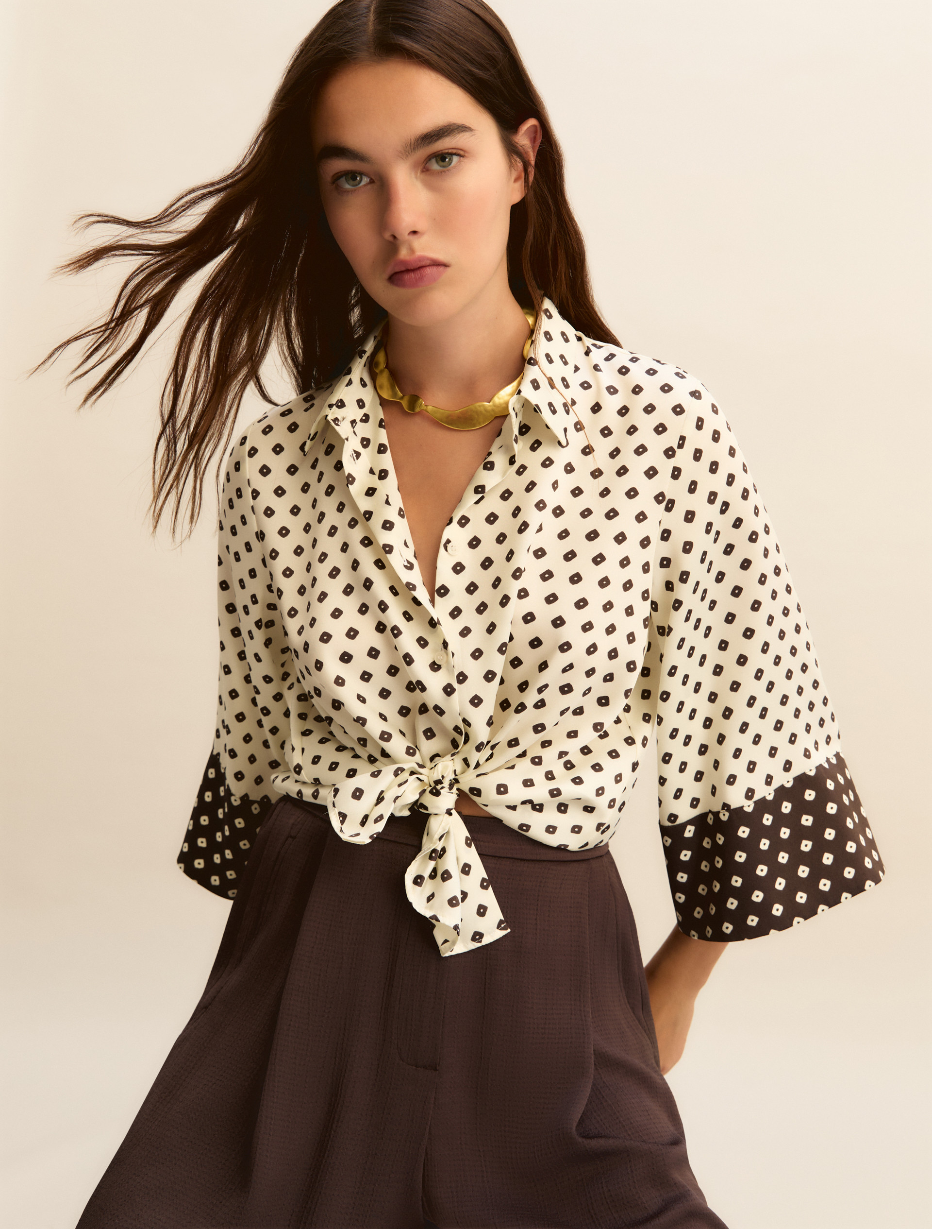 Camisa de sarga estampada - BLANCO LANA - Emme - 1