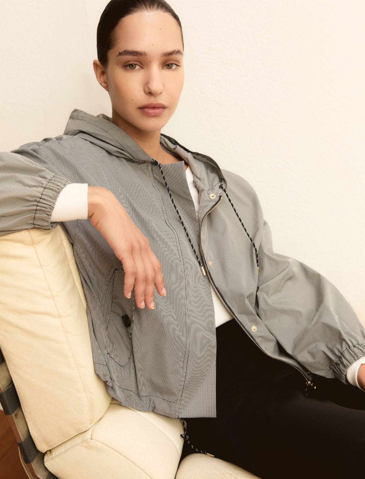 Short taffeta jacket - WOOL WHITE - Emme