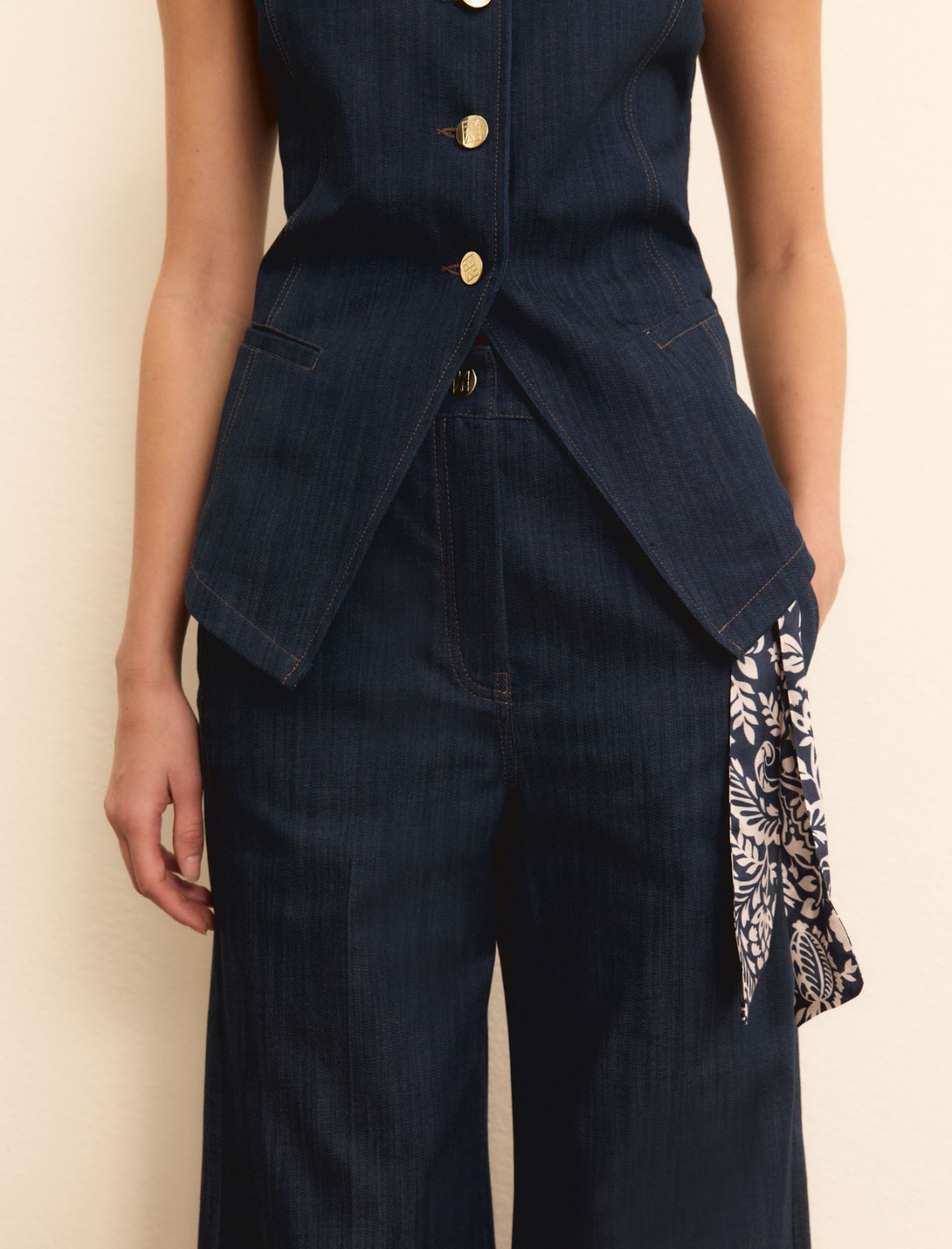 Denim-look wide-leg trousers - NAVY - Emme - 3