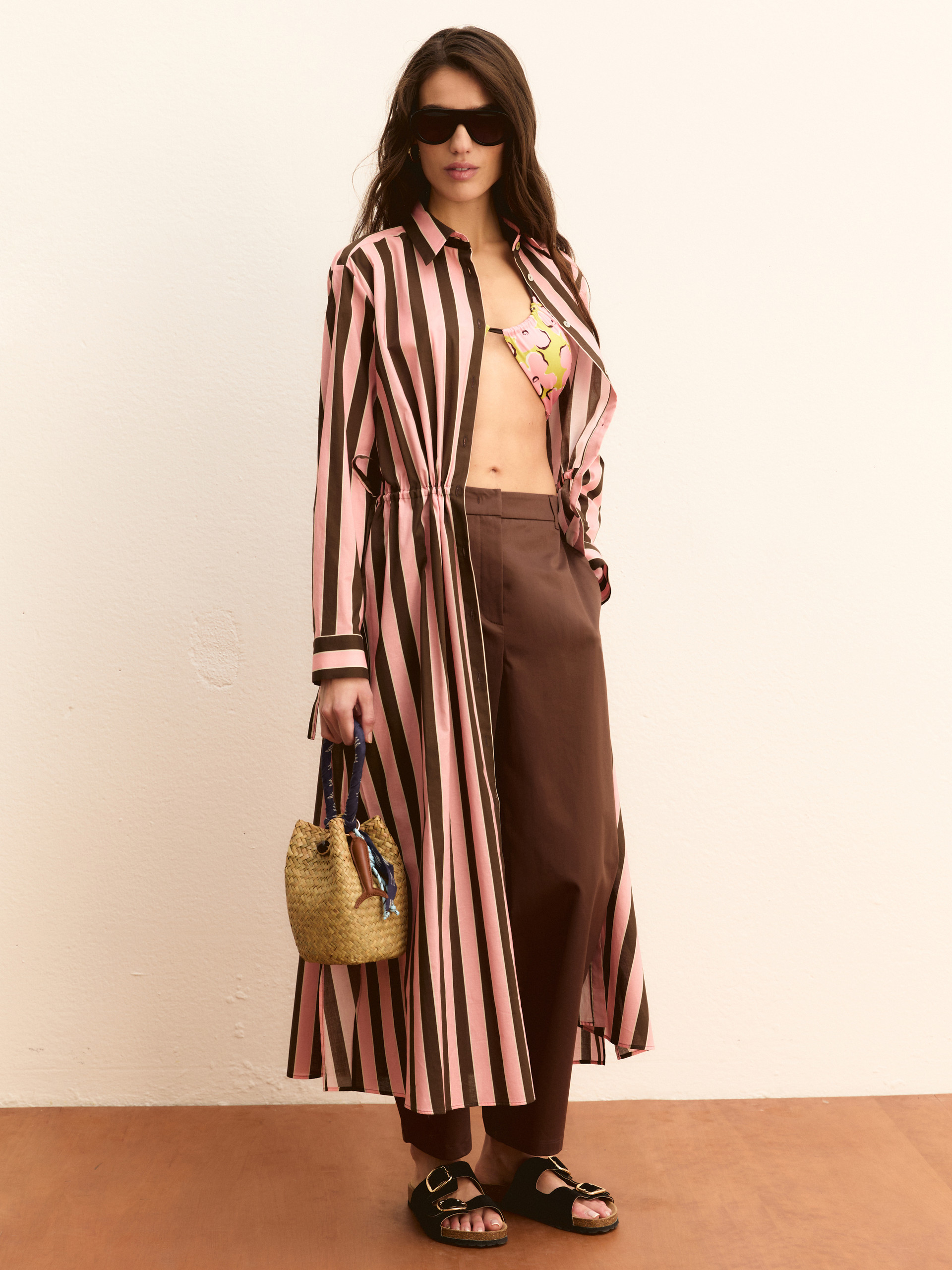 Stretch satin chino trousers - COFFEE - Emme - 2