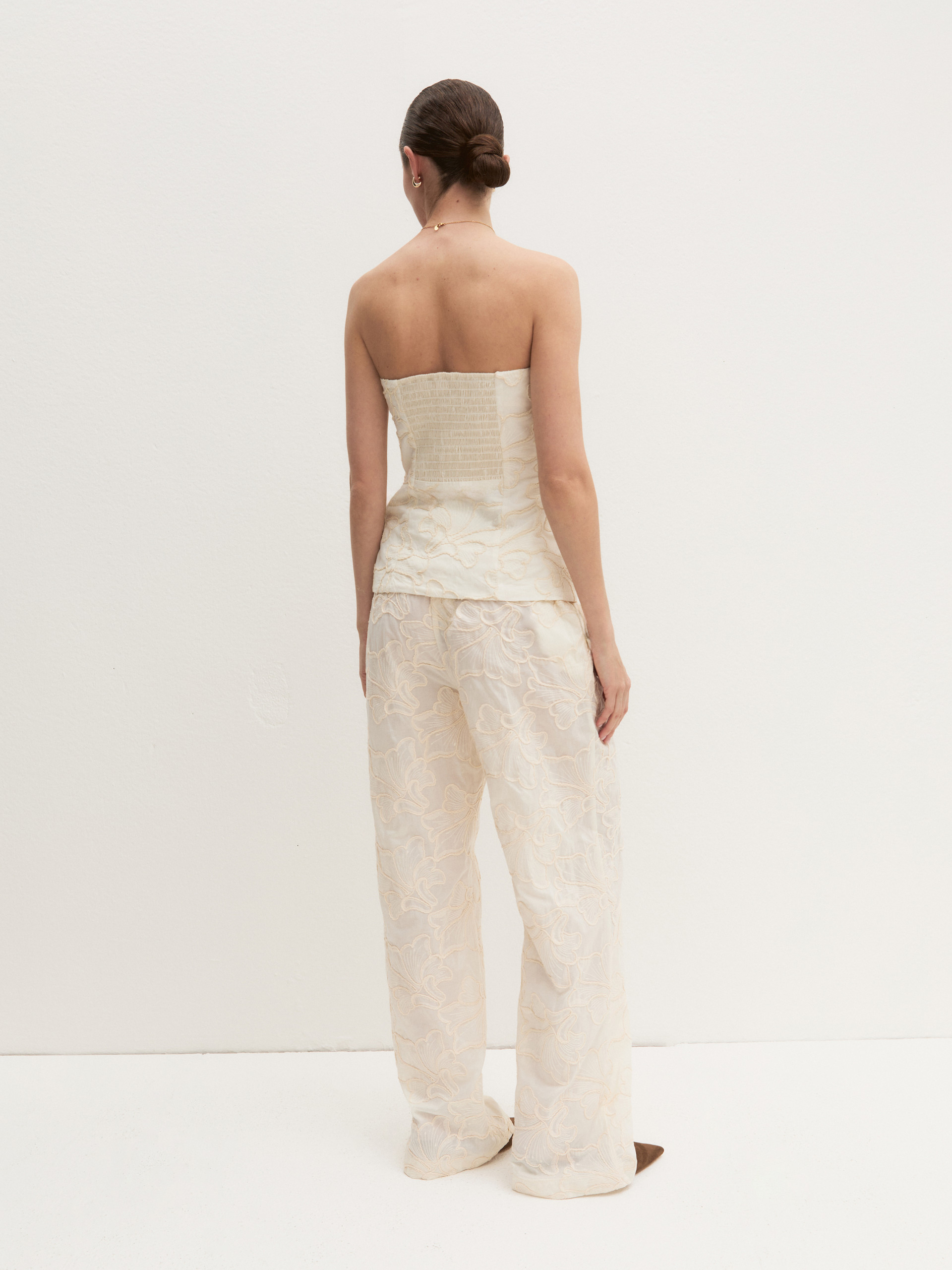 Relaxed-cut cotton trousers - CREAM - Emme - 3