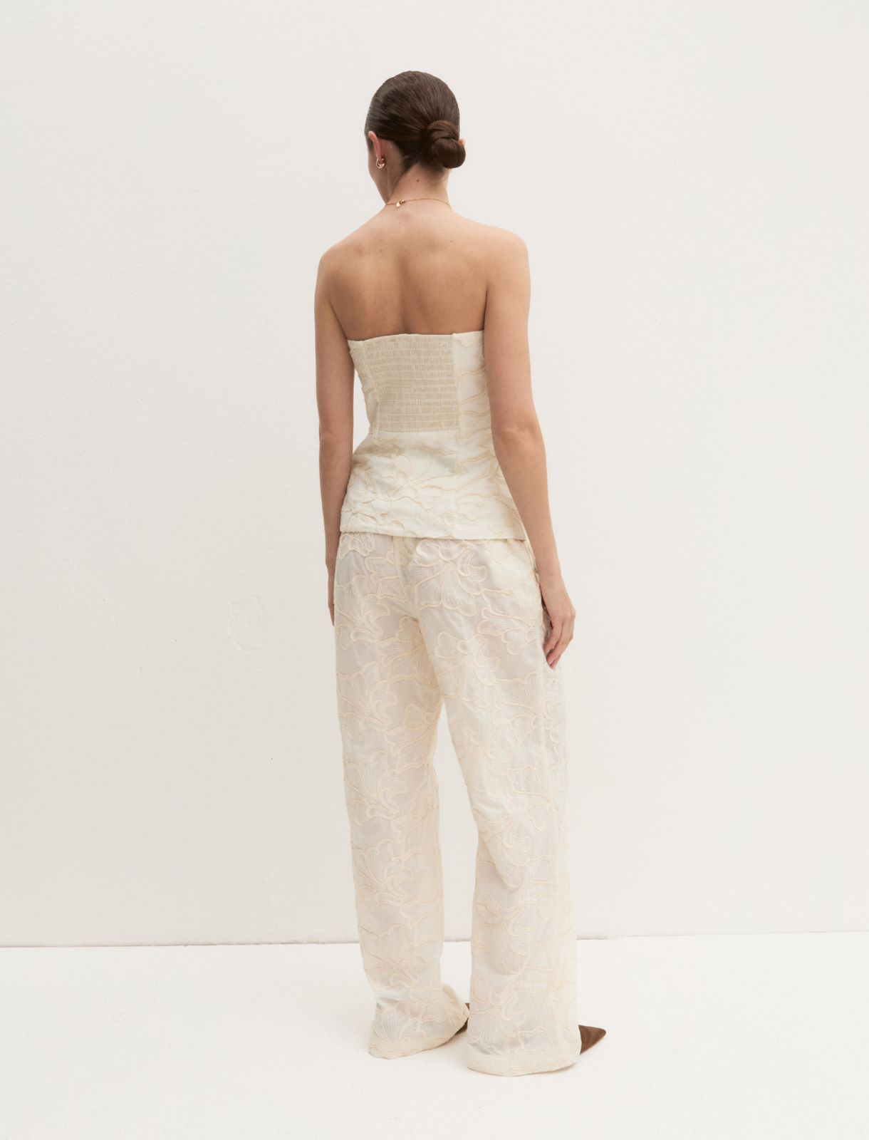 Relaxed-cut cotton trousers - CREAM - Emme - 3