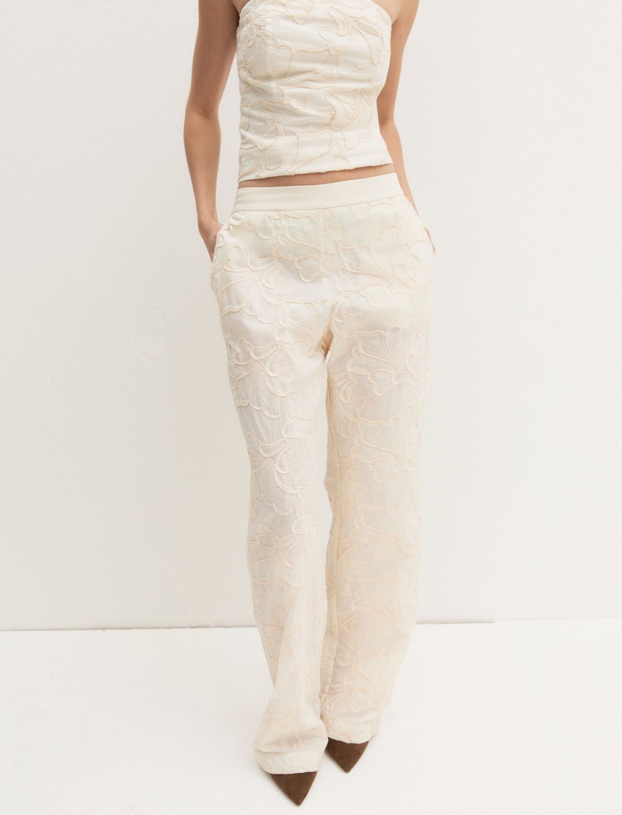Relaxed-cut cotton trousers - CREAM - Emme - 5