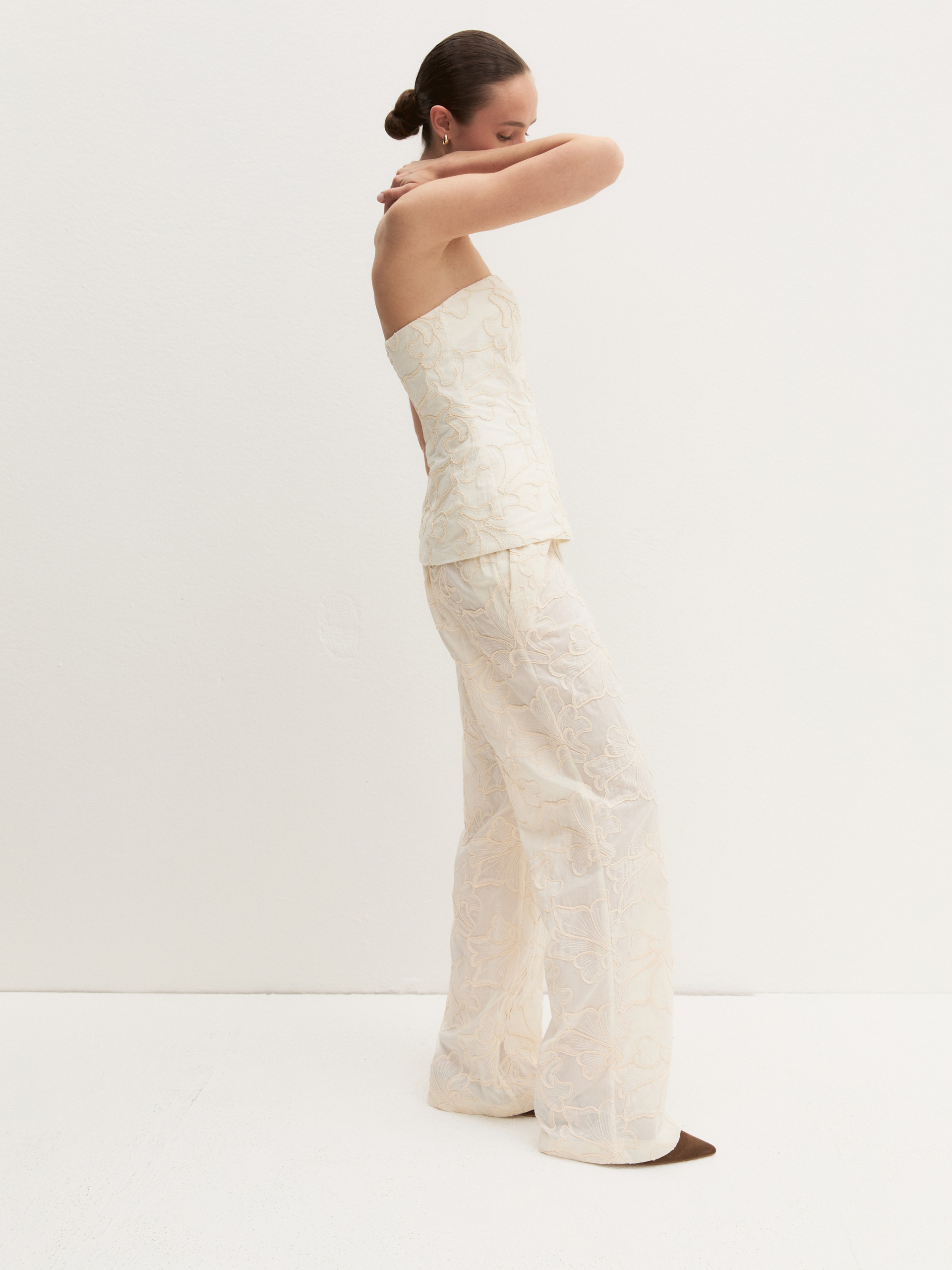 Relaxed-cut cotton trousers - CREAM - Emme - 1