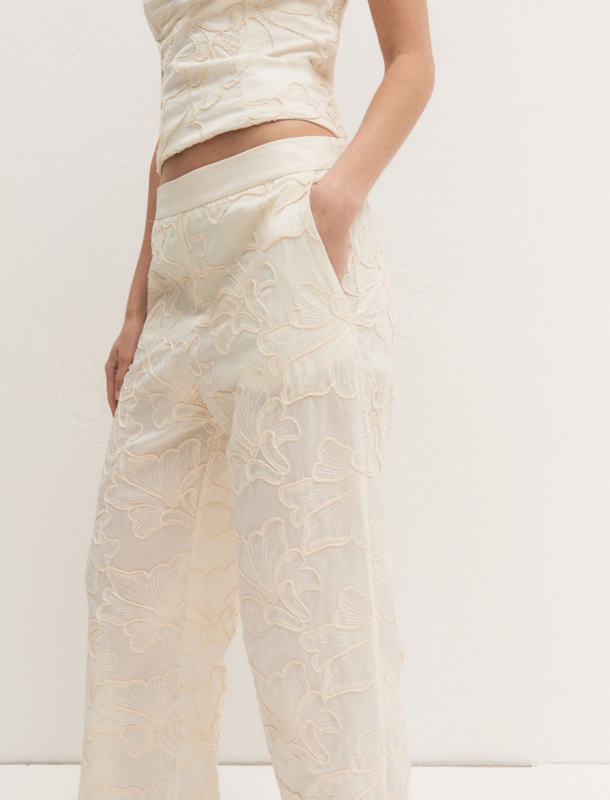 Relaxed-cut cotton trousers - CREAM - Emme - 6