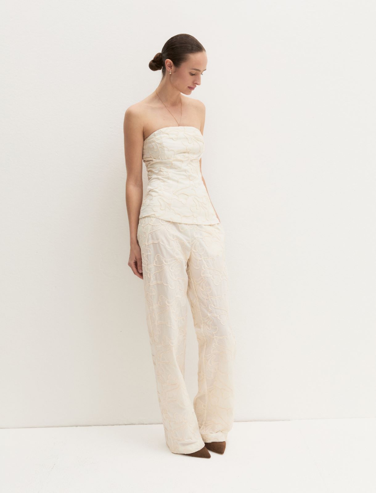 Relaxed-cut cotton trousers - CREAM - Emme - 2