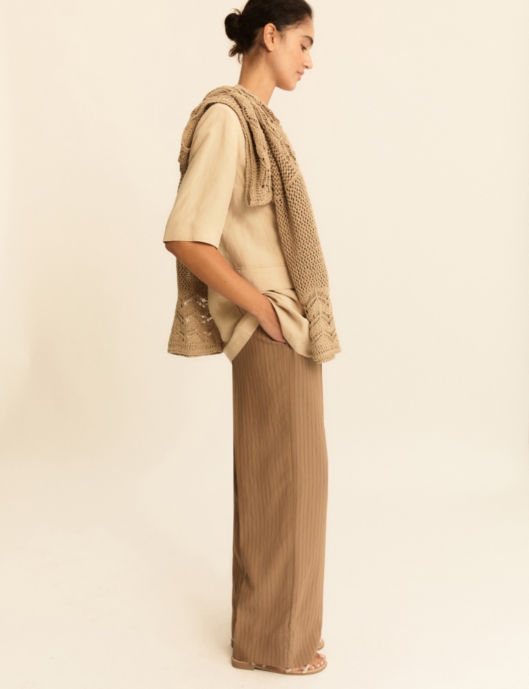 Straight-fit viscose-blend trousers - CAMEL