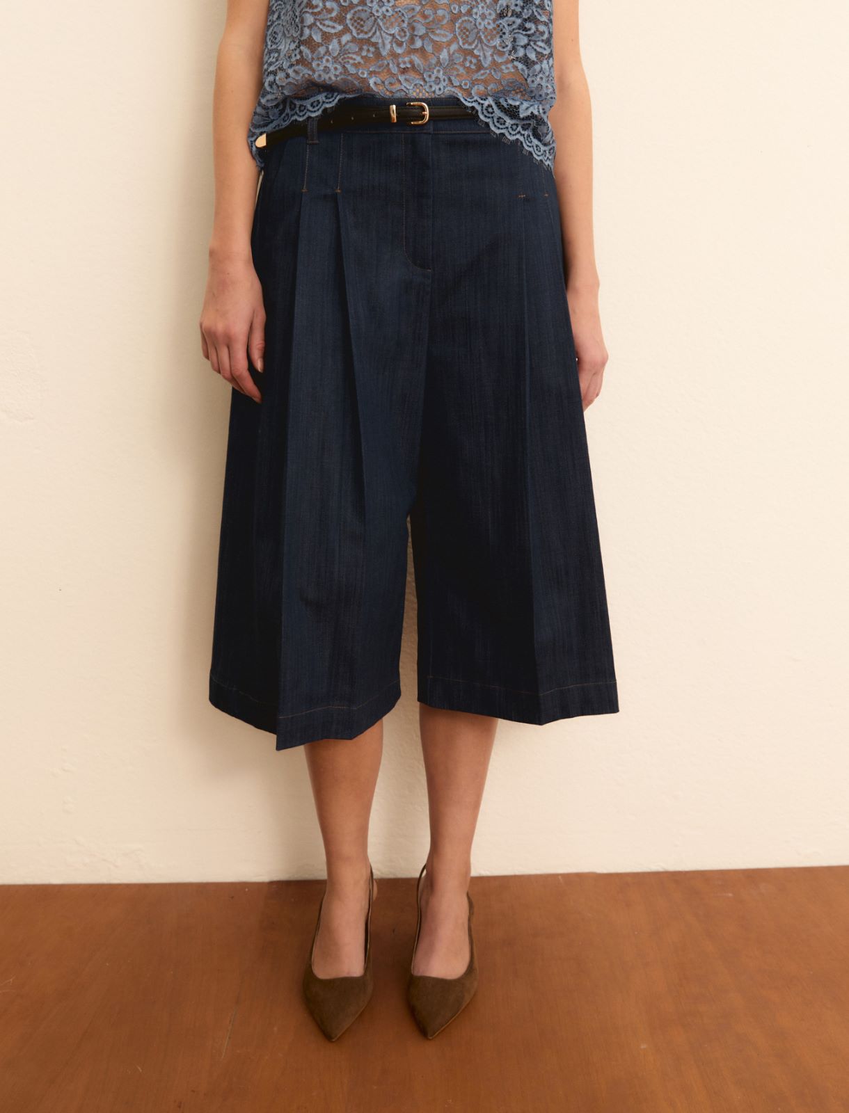 Denim-look culottes - NAVY - Emme - 3