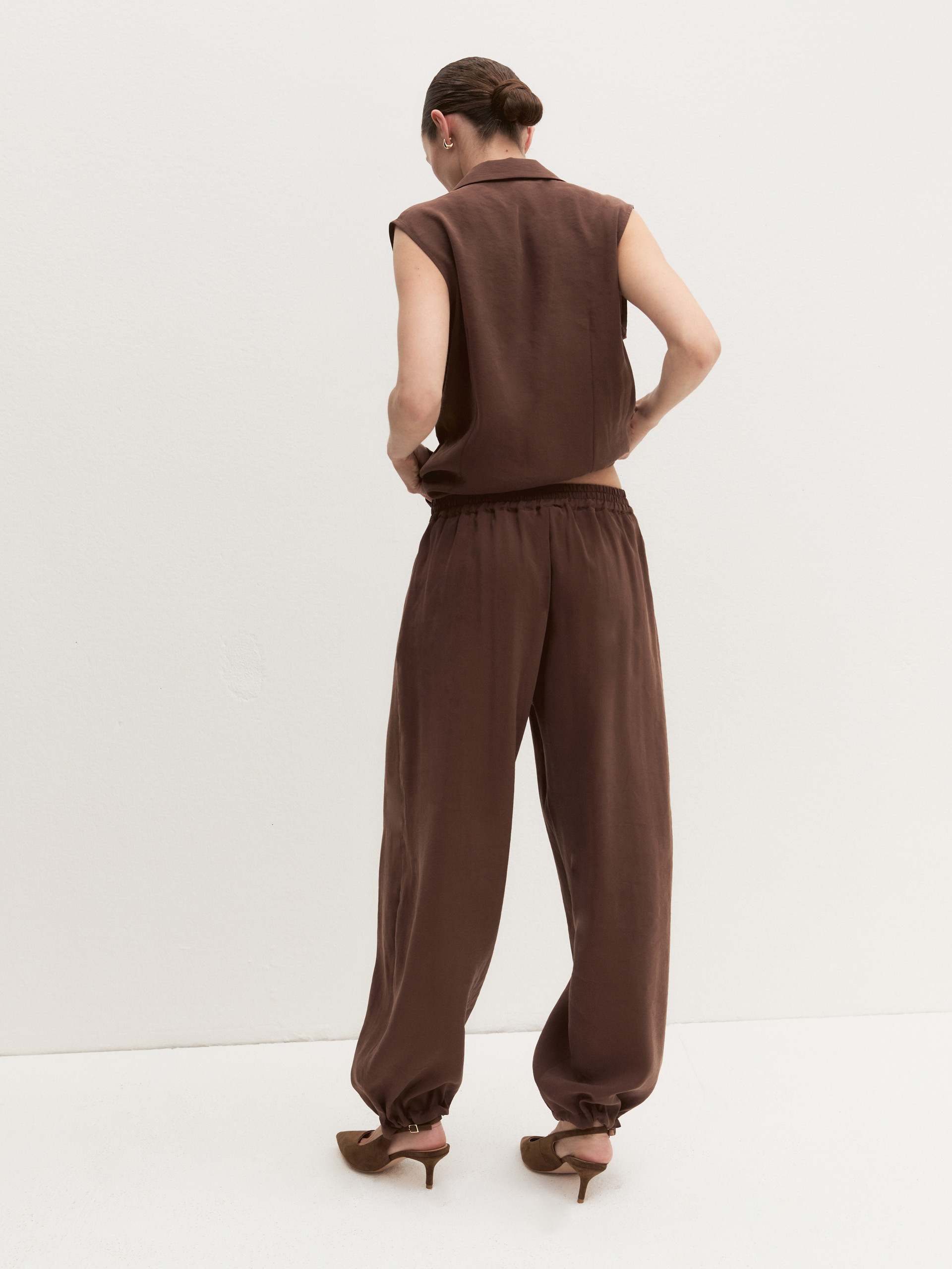 Flowing drawstring trousers - COFFEE - Emme - 3