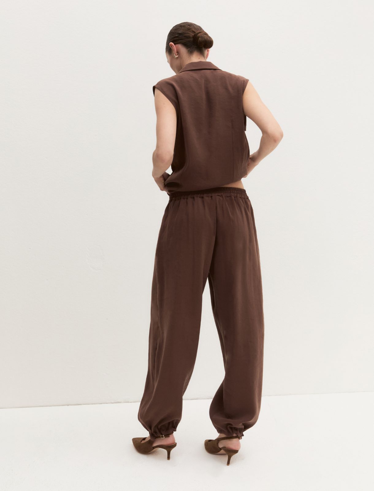 Flowing drawstring trousers - COFFEE - Emme - 3