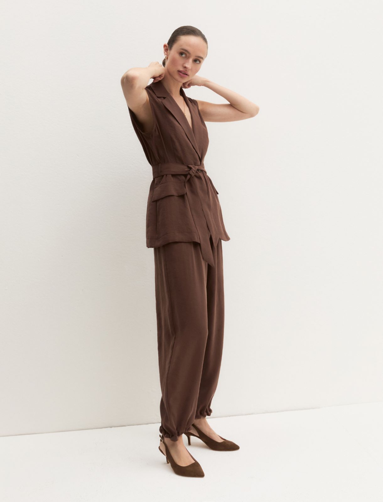 Flowing drawstring trousers - COFFEE - Emme