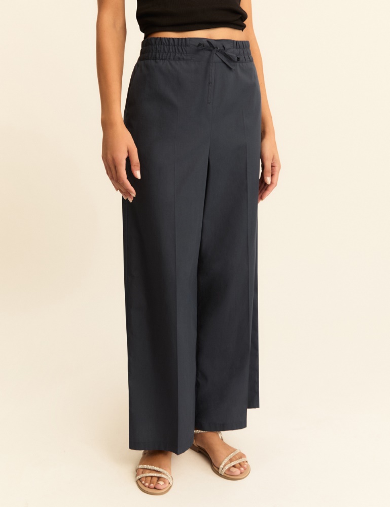 Pantalone ampio wide leg in popeline - Emme - 4