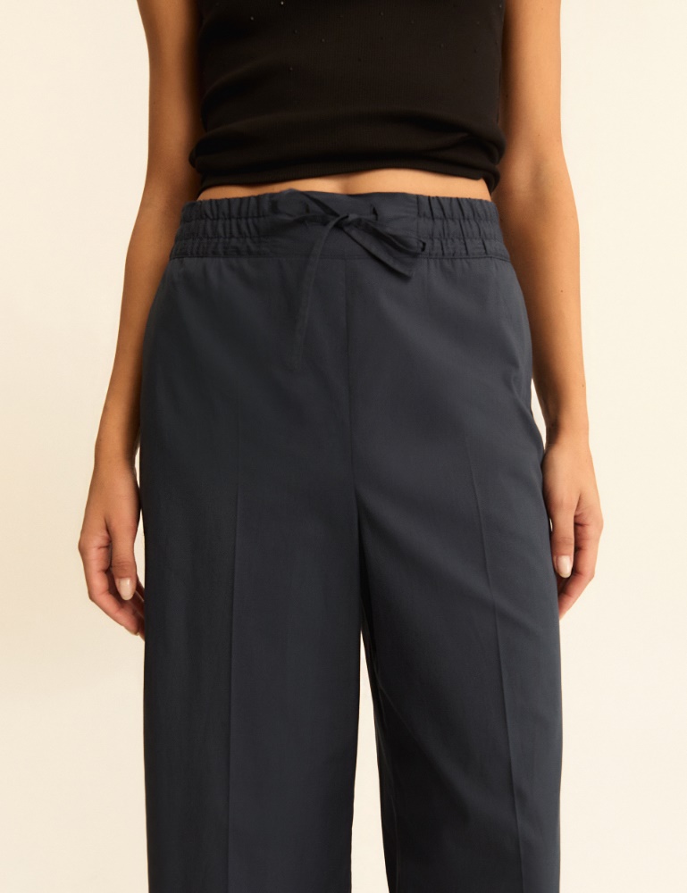 Pantalone ampio wide leg in popeline - Emme - 5