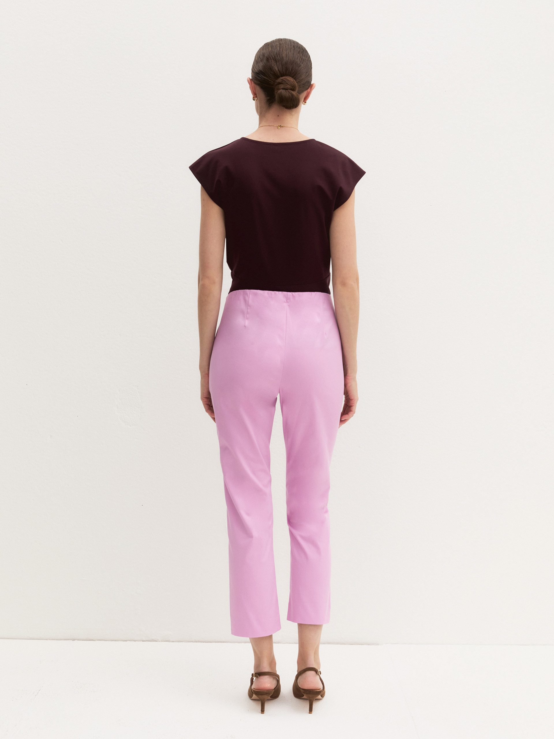 Stretch cotton Capri trousers - DEEP ROSE - Emme - 3