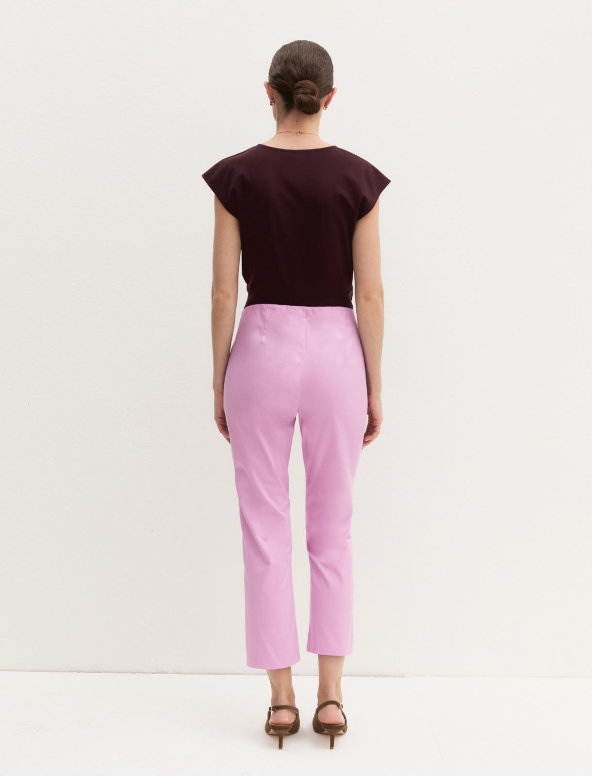 Stretch cotton Capri trousers - DEEP ROSE - Emme - 3