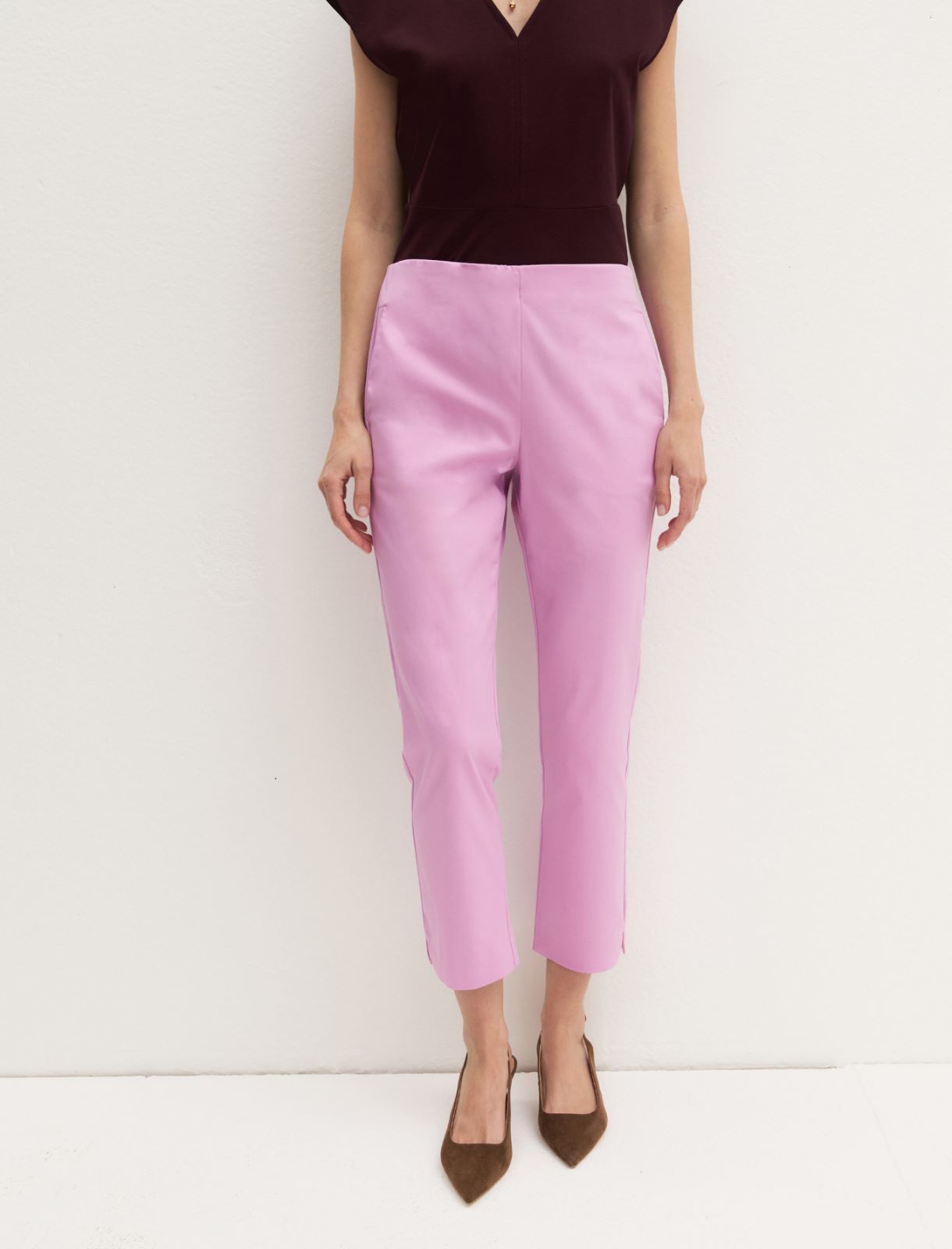 Stretch cotton Capri trousers - DEEP ROSE - Emme - 6