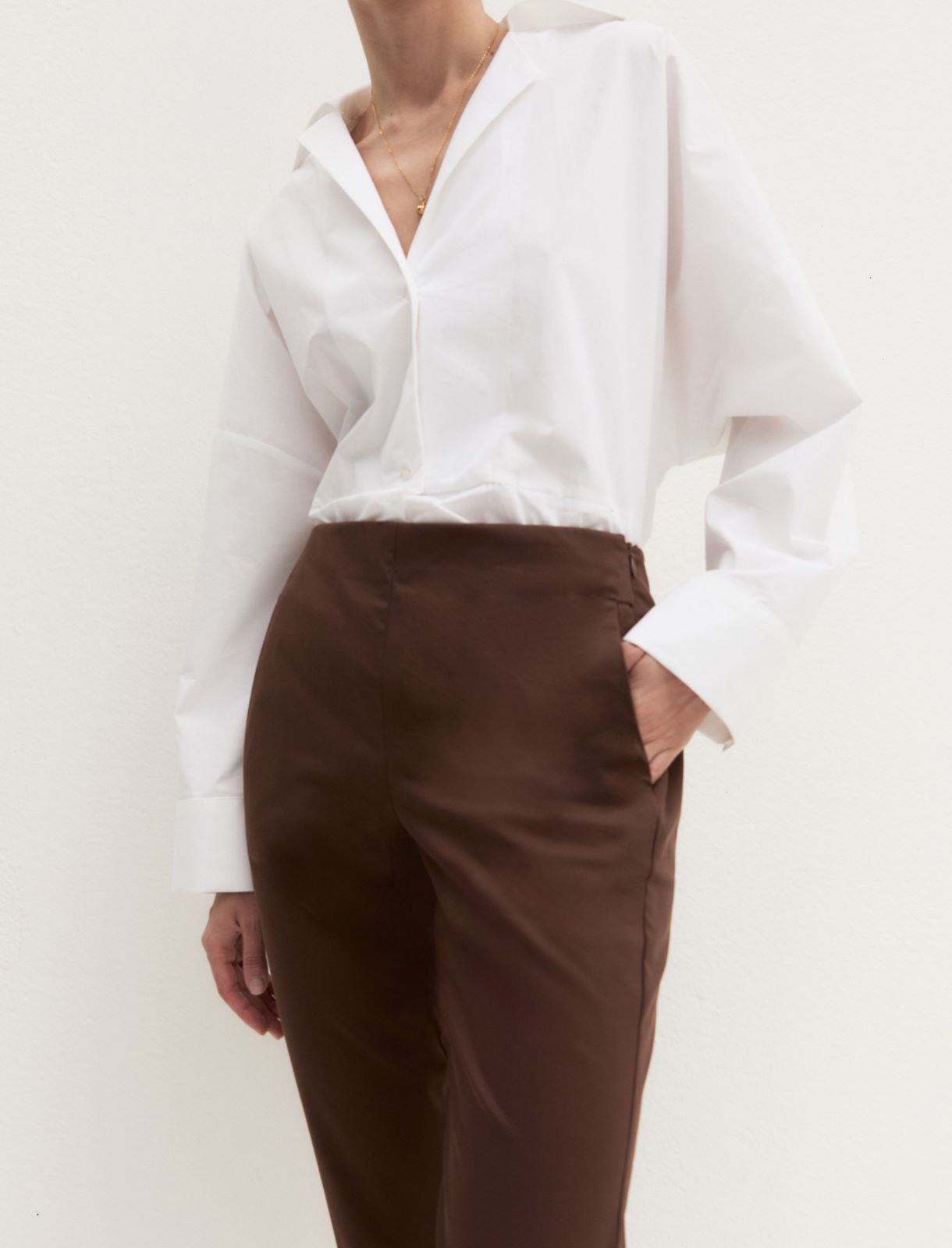 Stretch cotton Capri trousers - COFFEE - Emme - 5