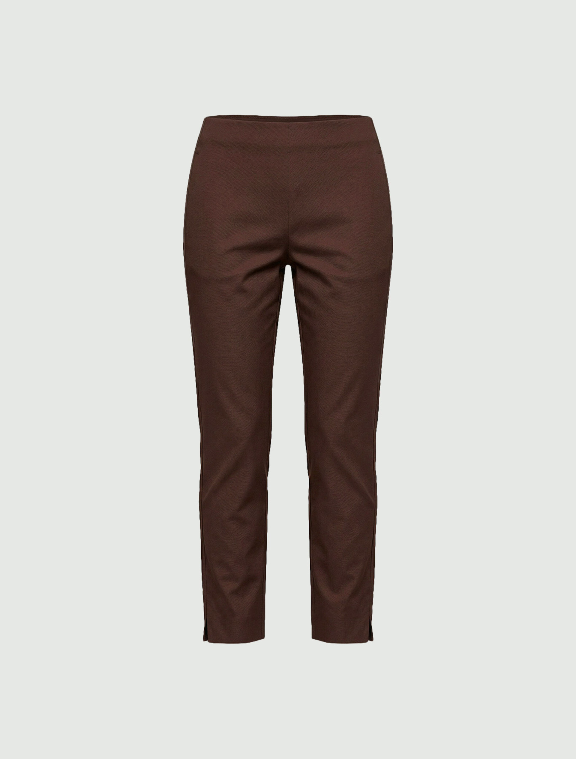 Stretch cotton Capri trousers - COFFEE - Emme - 4