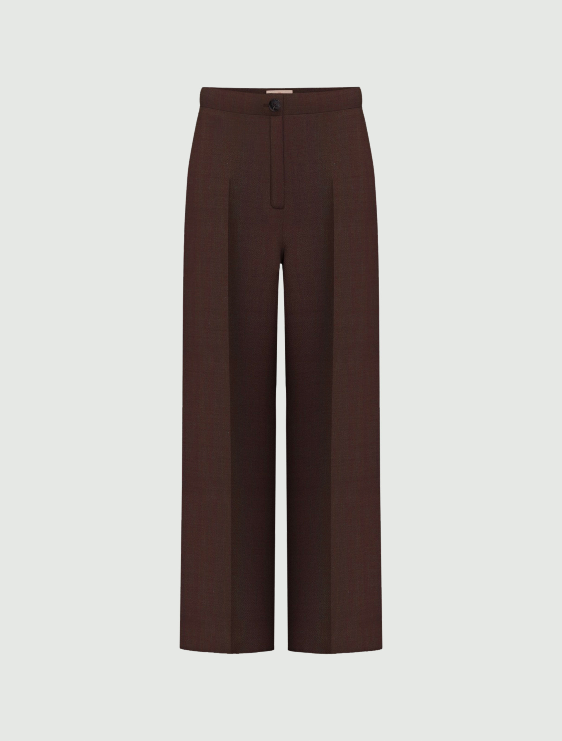 Straight-fit linen-blend twill trousers - DARK BROWN - Emme - 4