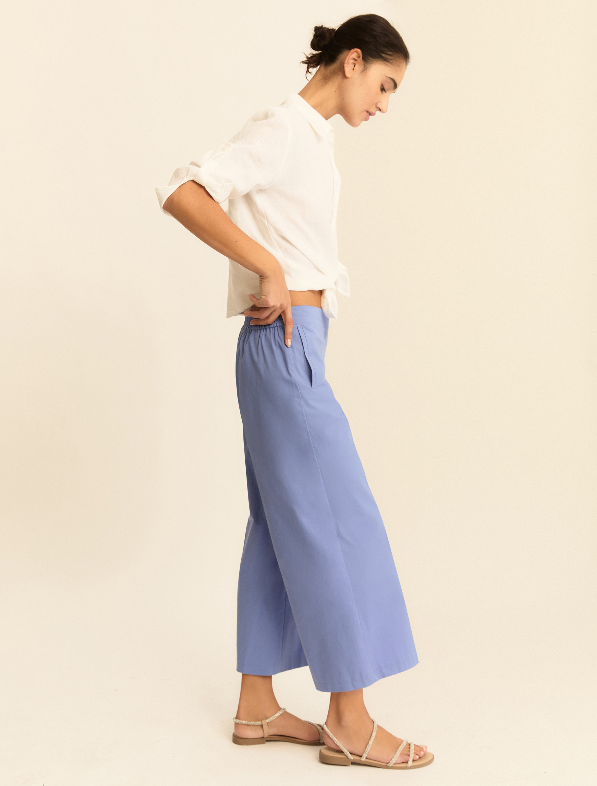 Pantalone dritto in gabardina stretch - PERVINCA - Emme - 1
