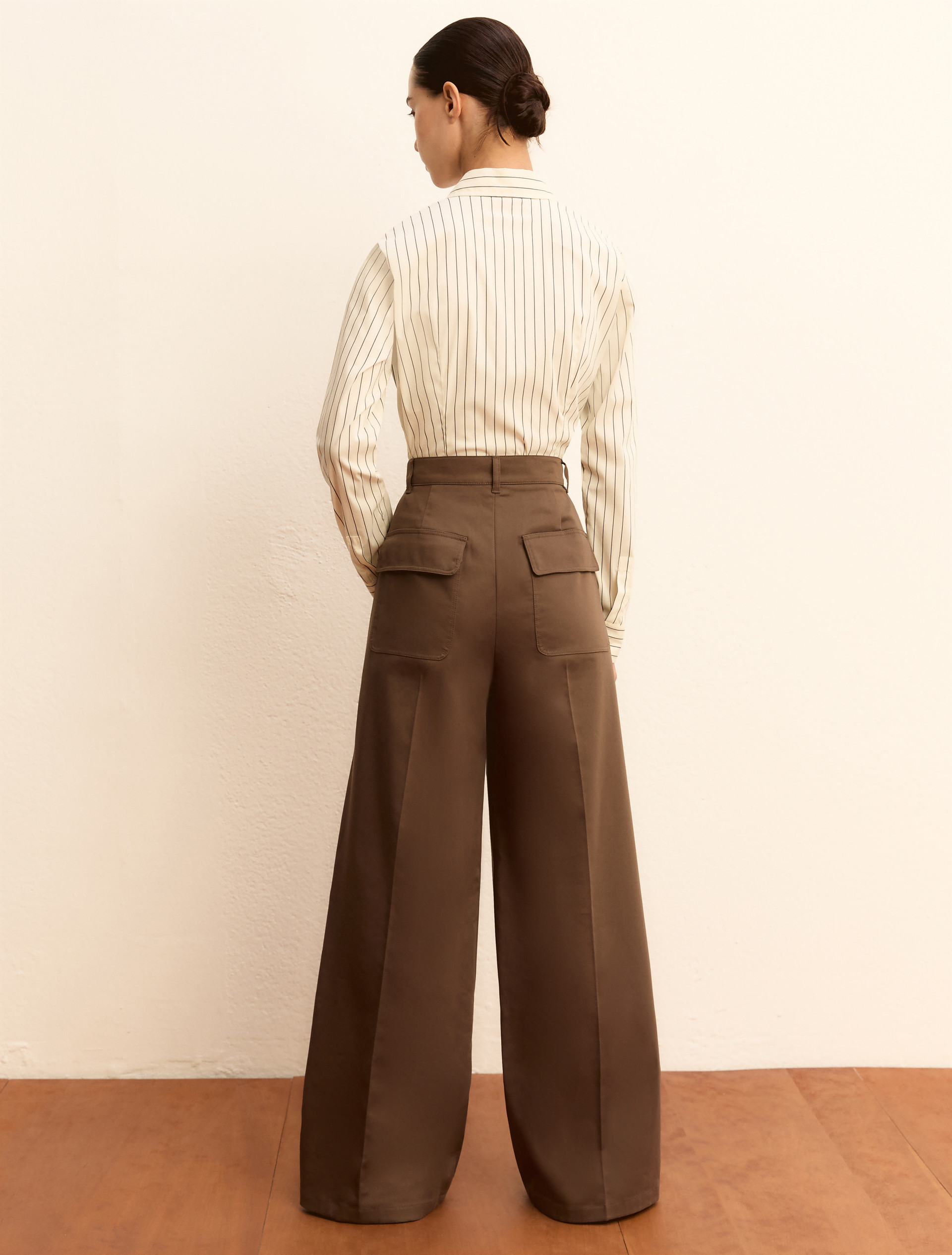 Stretch cotton satin trousers - KAKI - Emme - 2